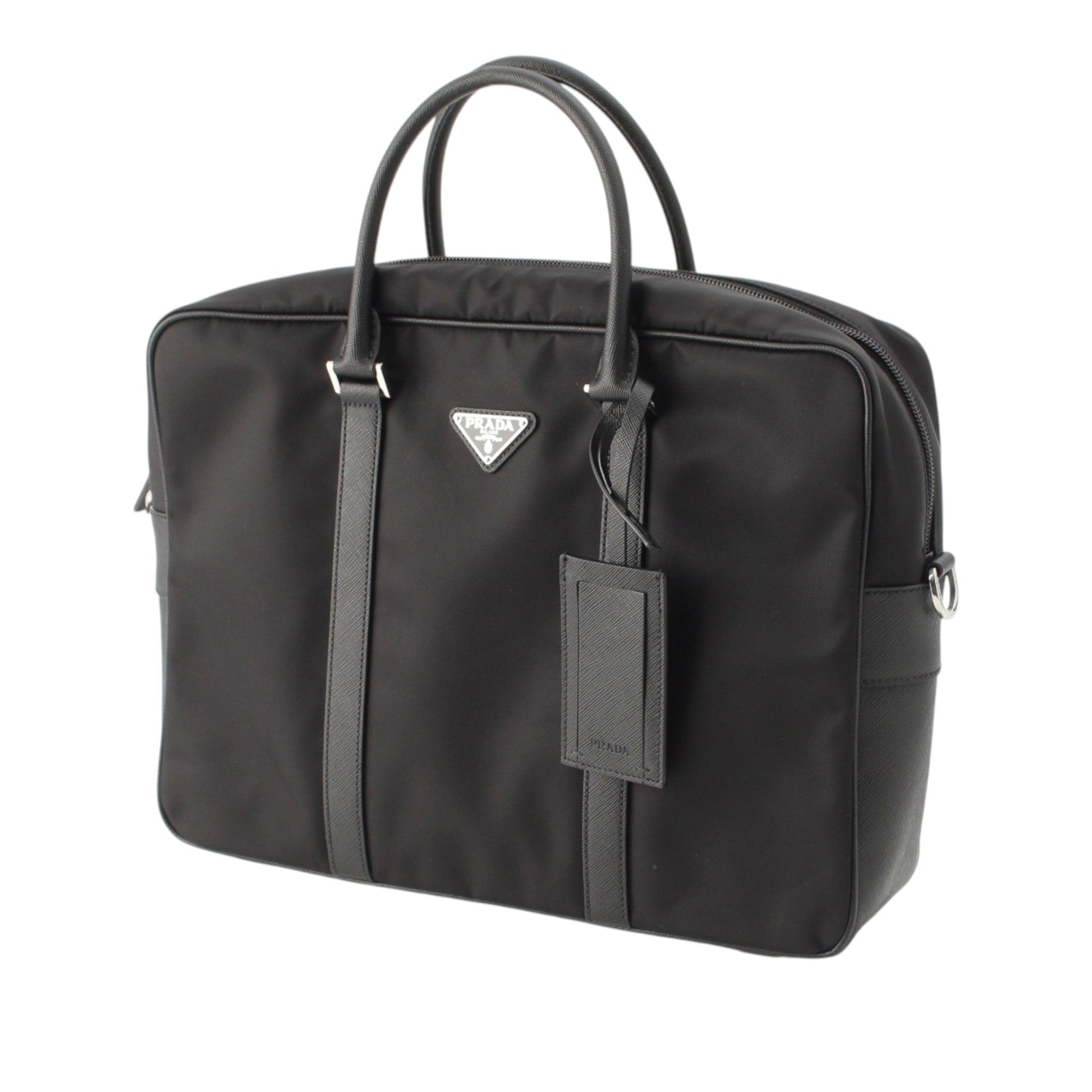 Prada Saffiano Trimmed Tessuto Business Bag