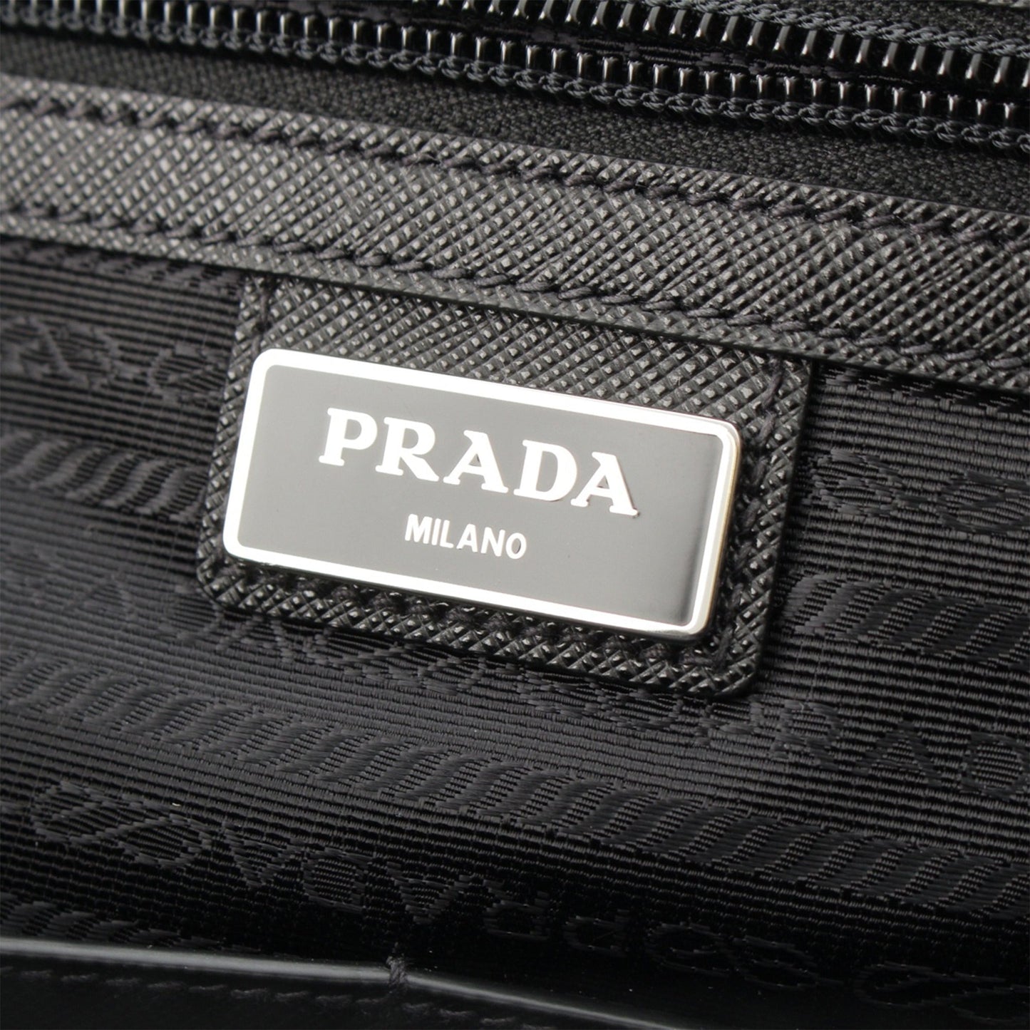 Prada Saffiano Trimmed Tessuto Business Bag