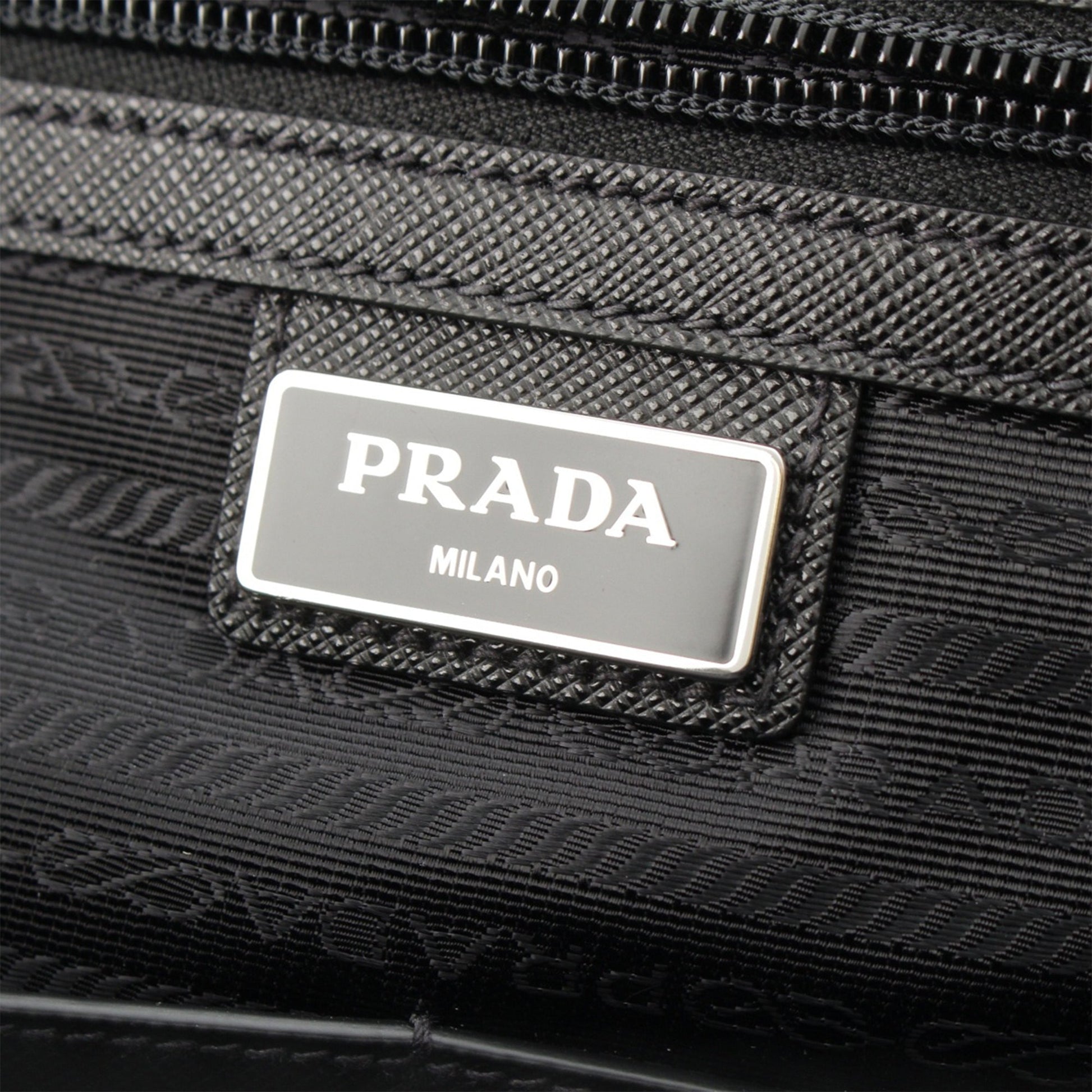 Prada Saffiano Trimmed Tessuto Business Bag