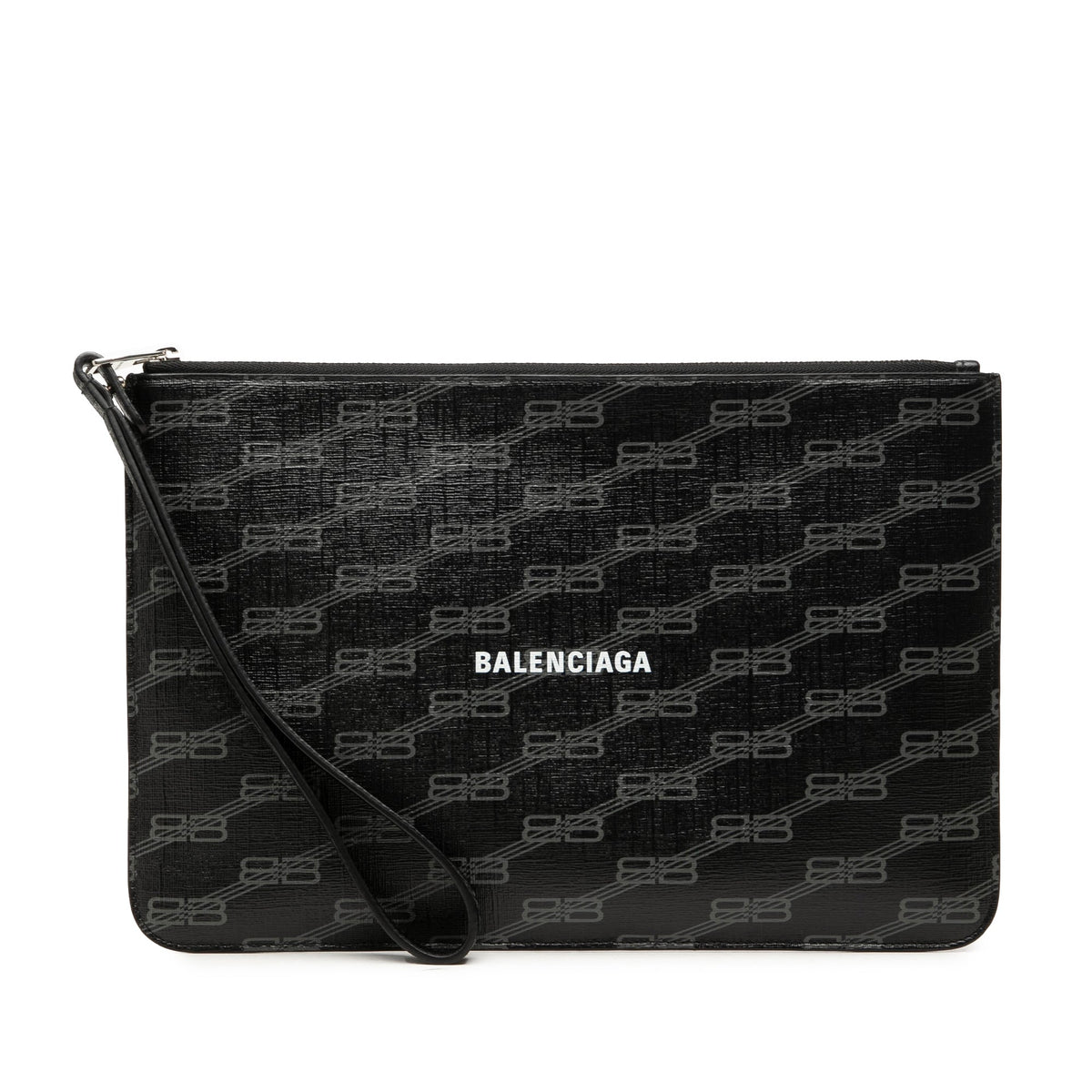 Balenciaga BB Monogram Coated Canvas Wristlet Clutch