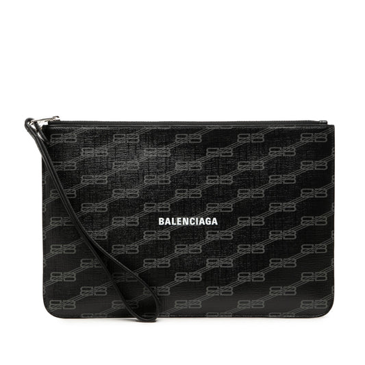 Balenciaga BB Monogram Coated Canvas Wristlet Clutch