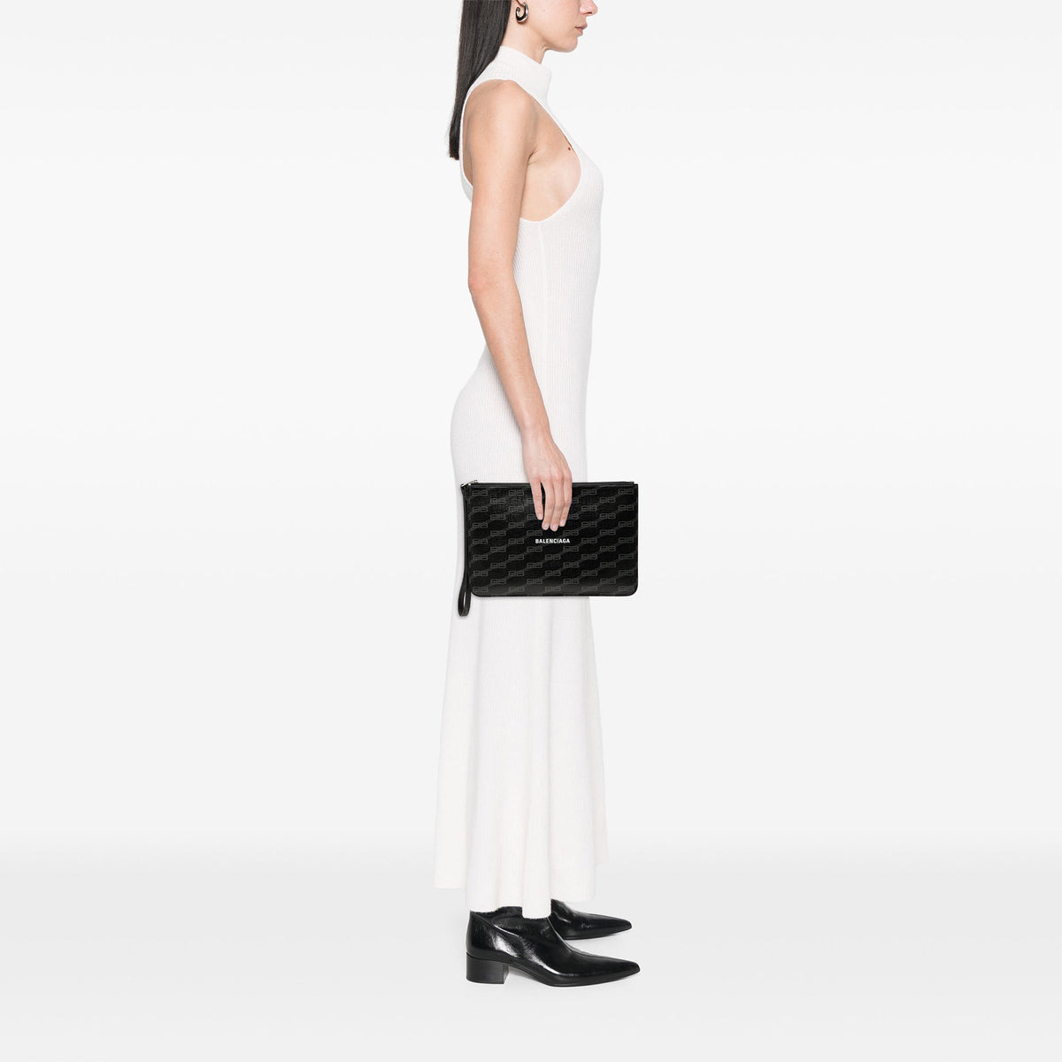 Balenciaga BB Monogram Coated Canvas Wristlet Clutch