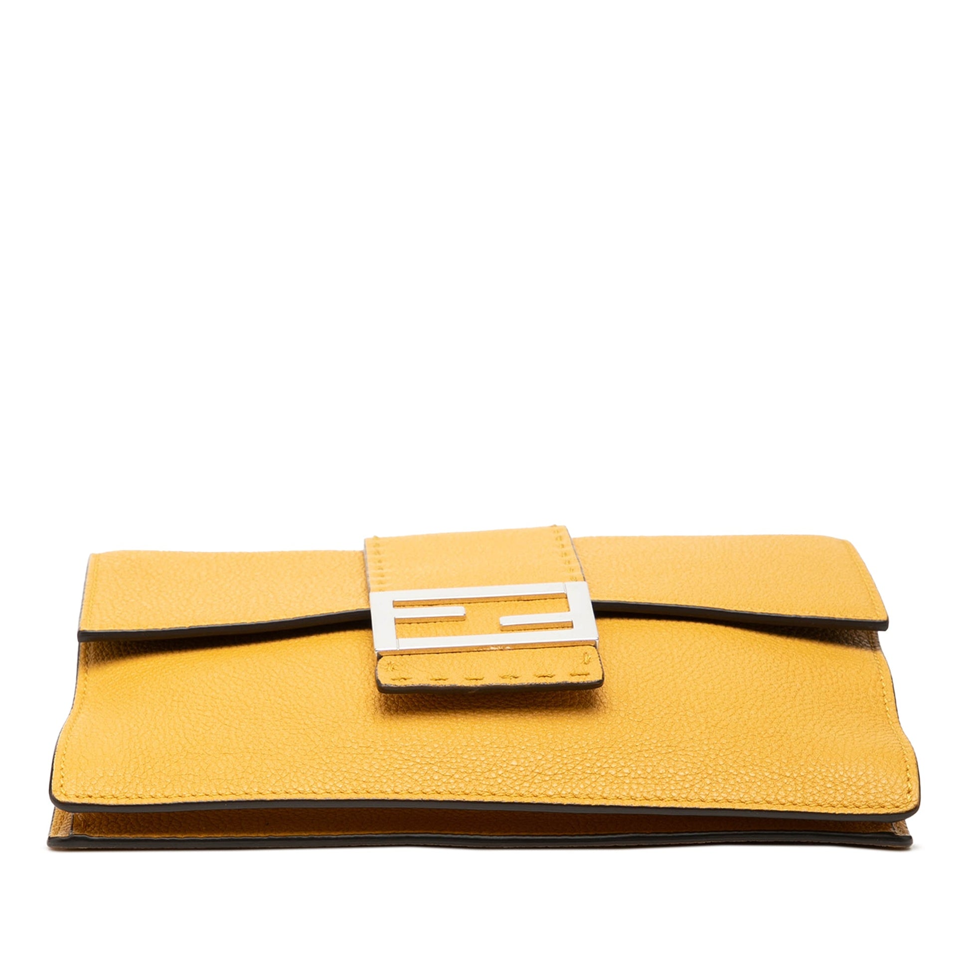 Fendi Leather Selleria Flat Baguette Crossbody