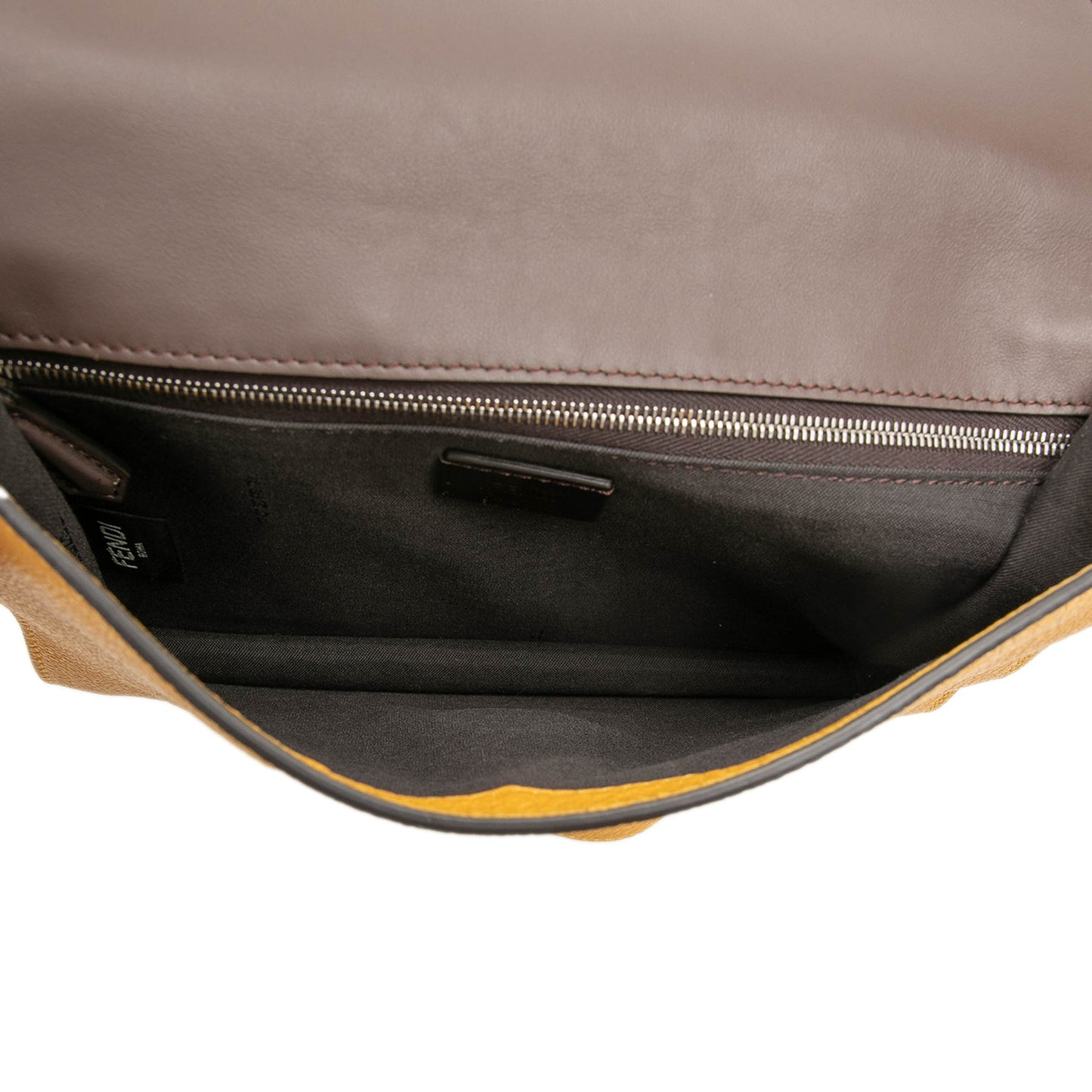 Fendi Leather Selleria Flat Baguette Crossbody