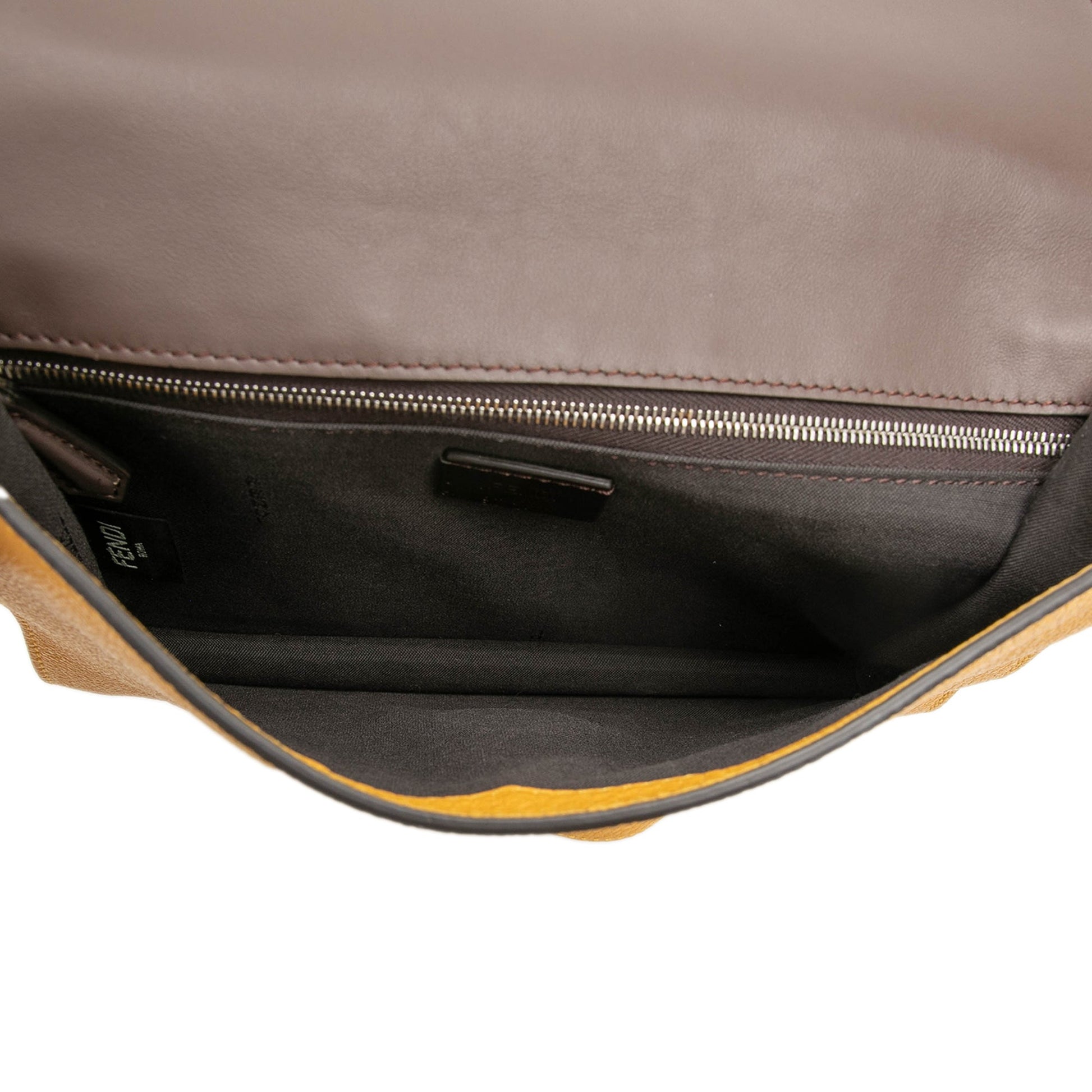 Fendi Leather Selleria Flat Baguette Crossbody