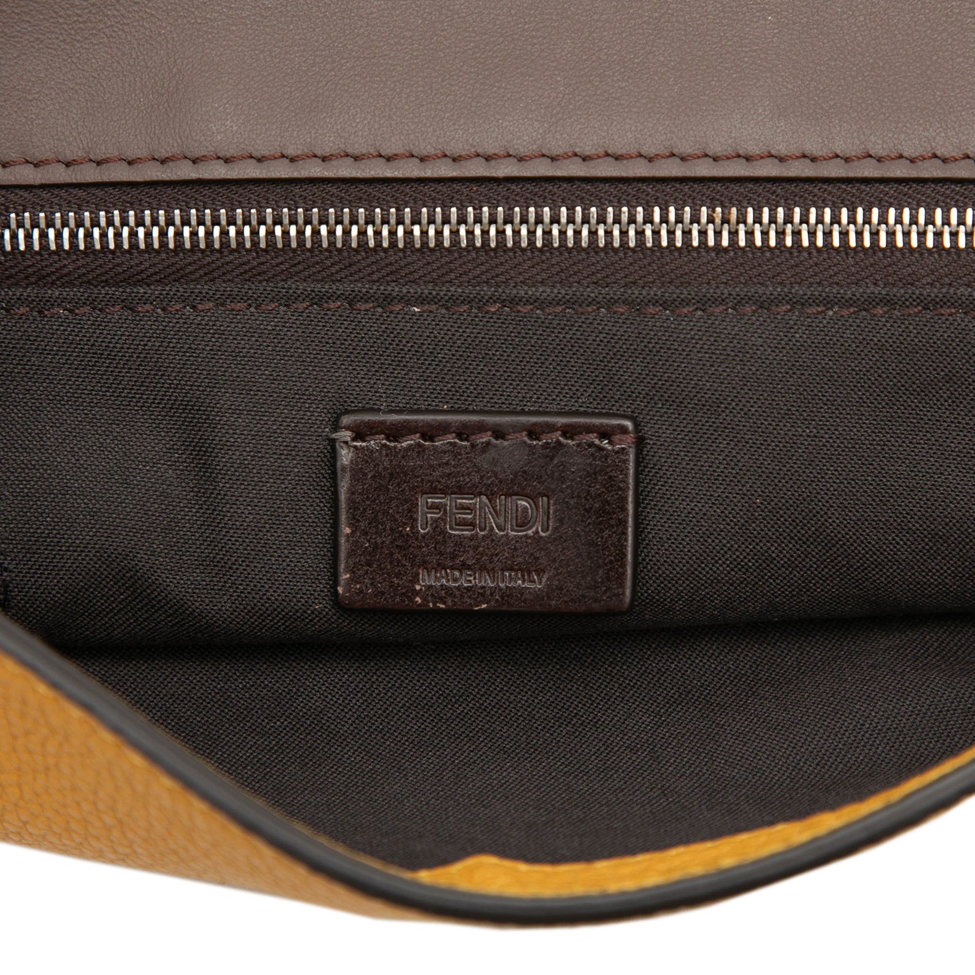 Fendi Leather Selleria Flat Baguette Crossbody