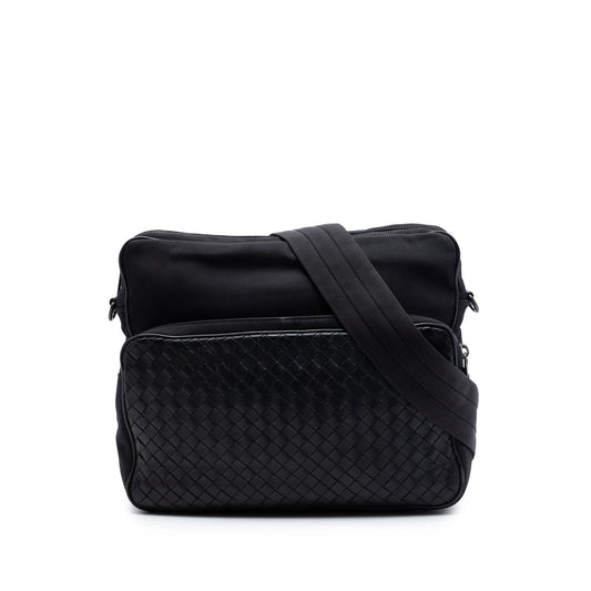 Bottega Veneta Nappa Intrecciato Trimmed Canvas Messenger Bag