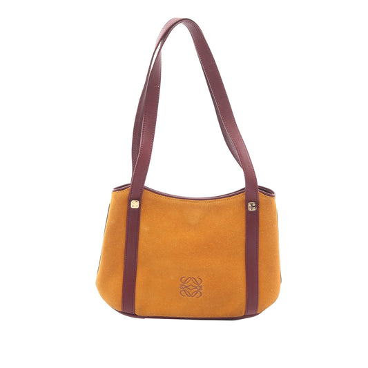 LOEWE Anagram Suede and Calfskin Shoulder Bag