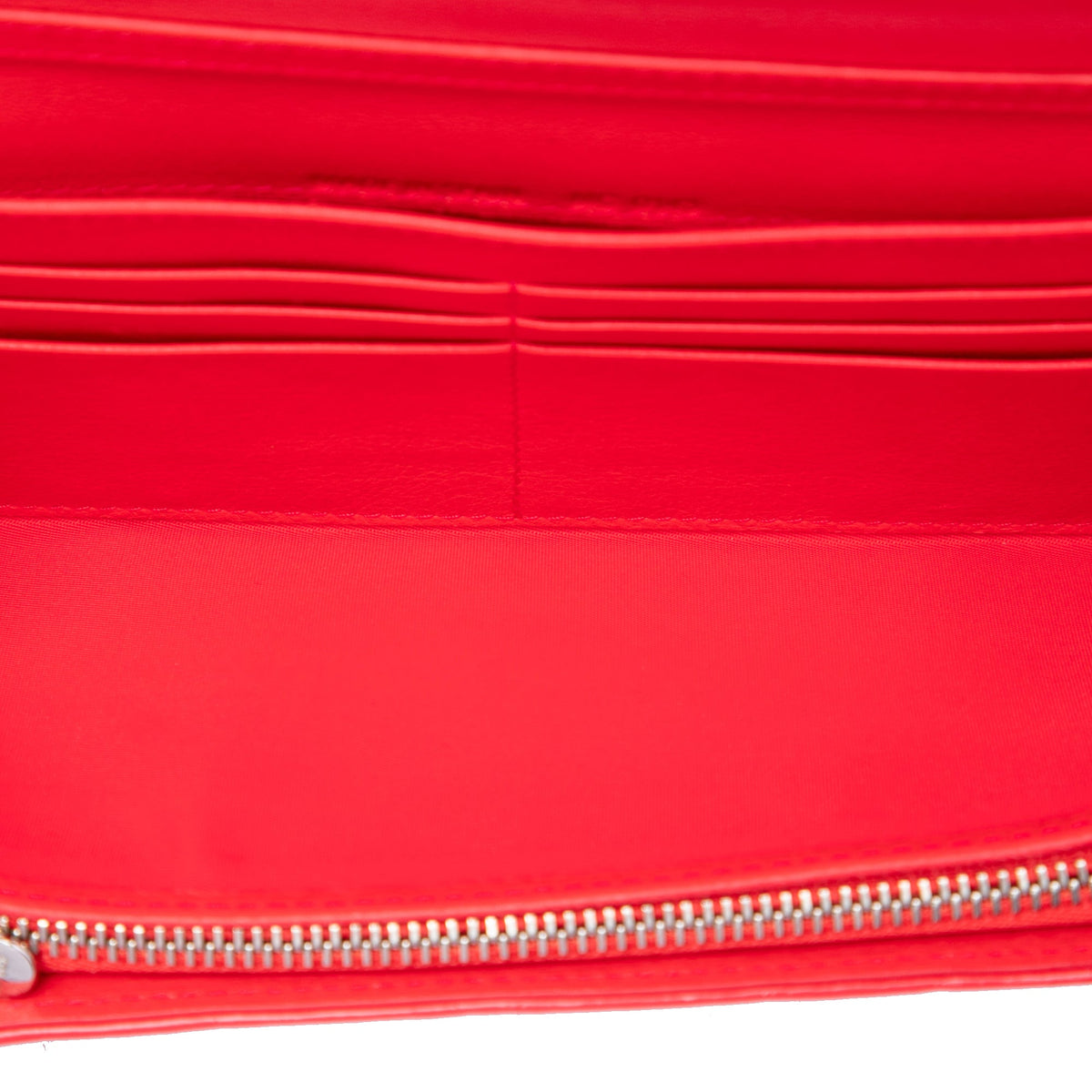 Dior Patent Cannage Embossed Lady Dior Rendez Vous Short Chain Wallet — Red