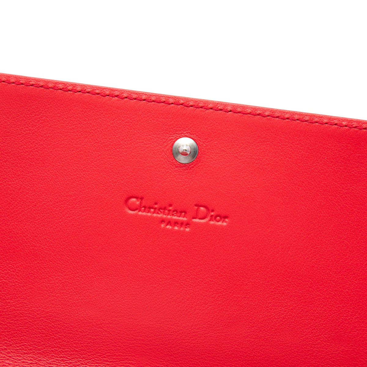 Dior Patent Cannage Embossed Lady Dior Rendez Vous Short Chain Wallet — Red