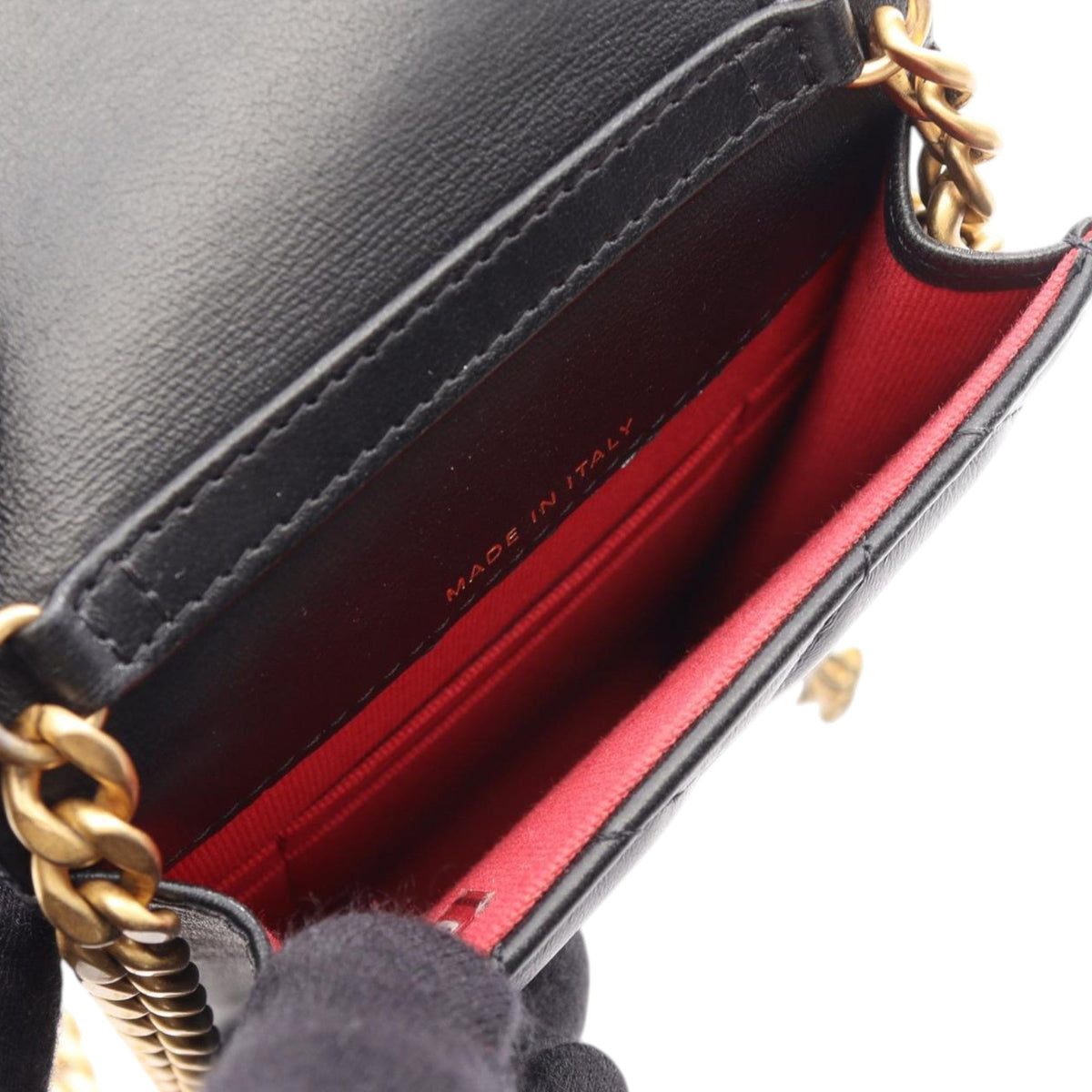 Chanel Quilted CC Lambskin Lacquered Chain Phone Holder