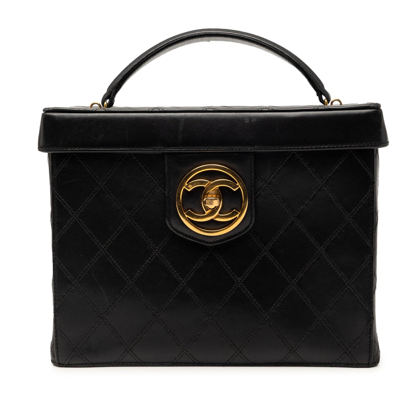 Chanel CC Stitched Calfskin Turnlock Vanity Case