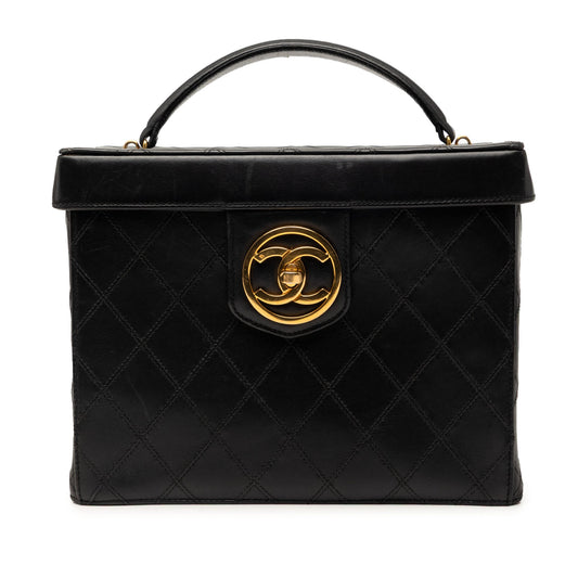 Chanel CC Stitched Calfskin Turnlock Vanity Case