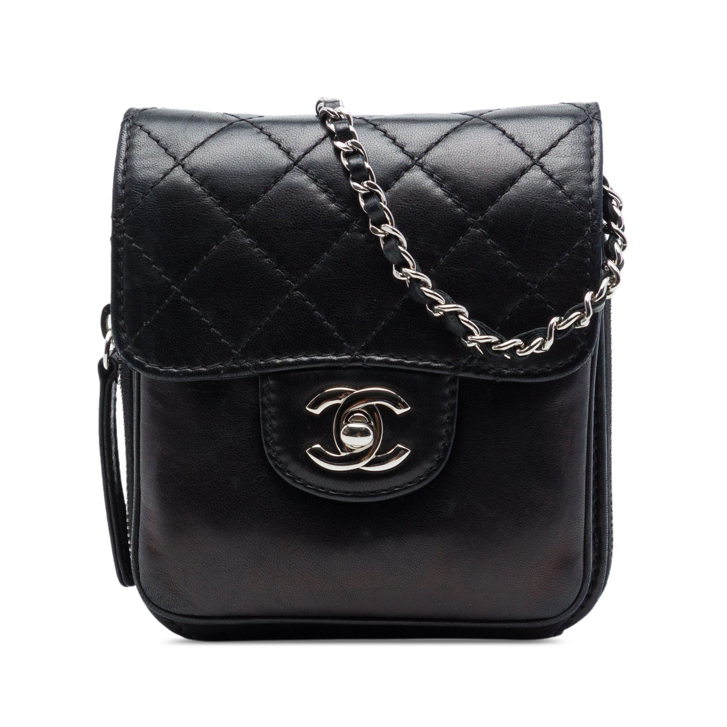 Chanel CC Quilted Lambskin Clams Wallet on Chain