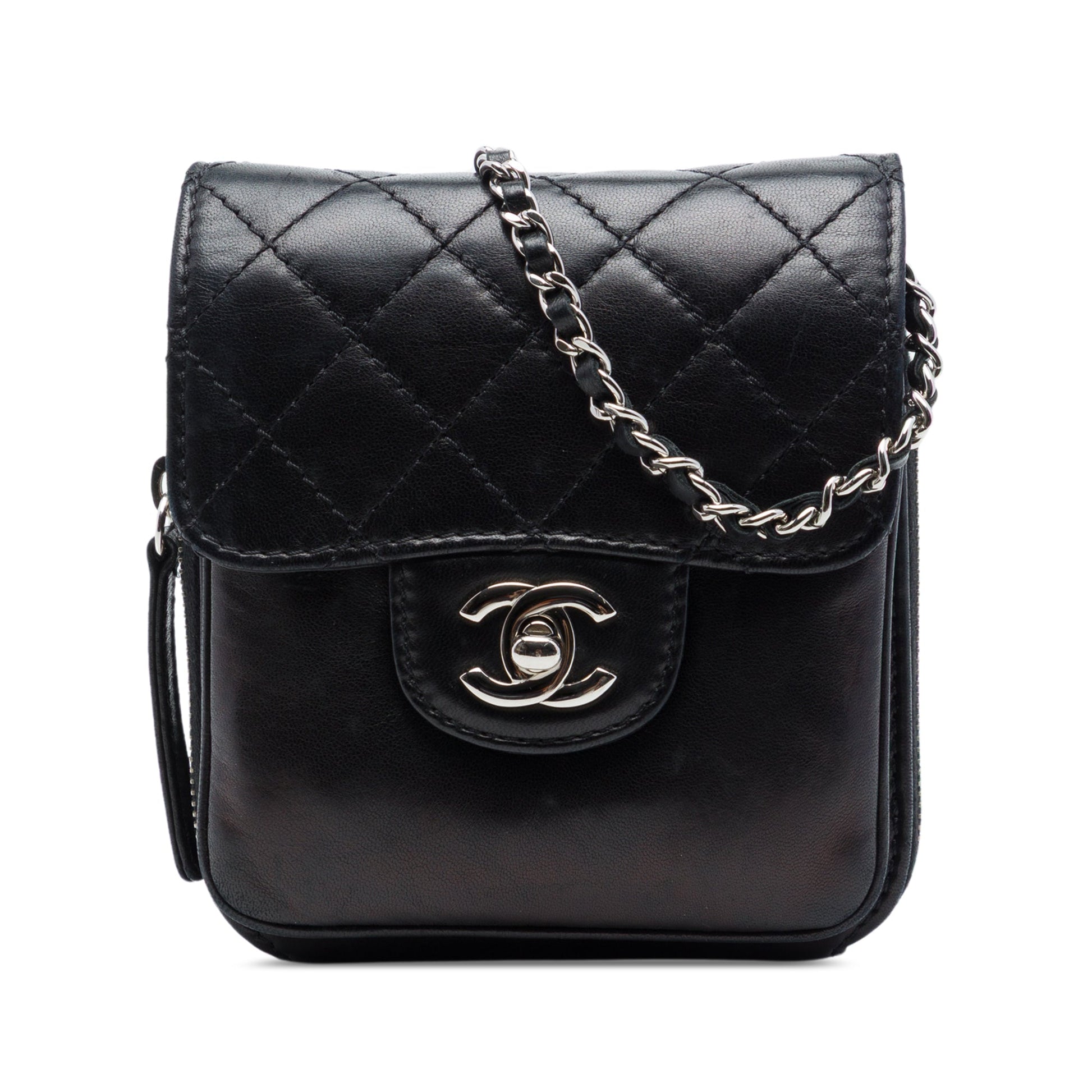 Chanel CC Quilted Lambskin Clams Wallet on Chain