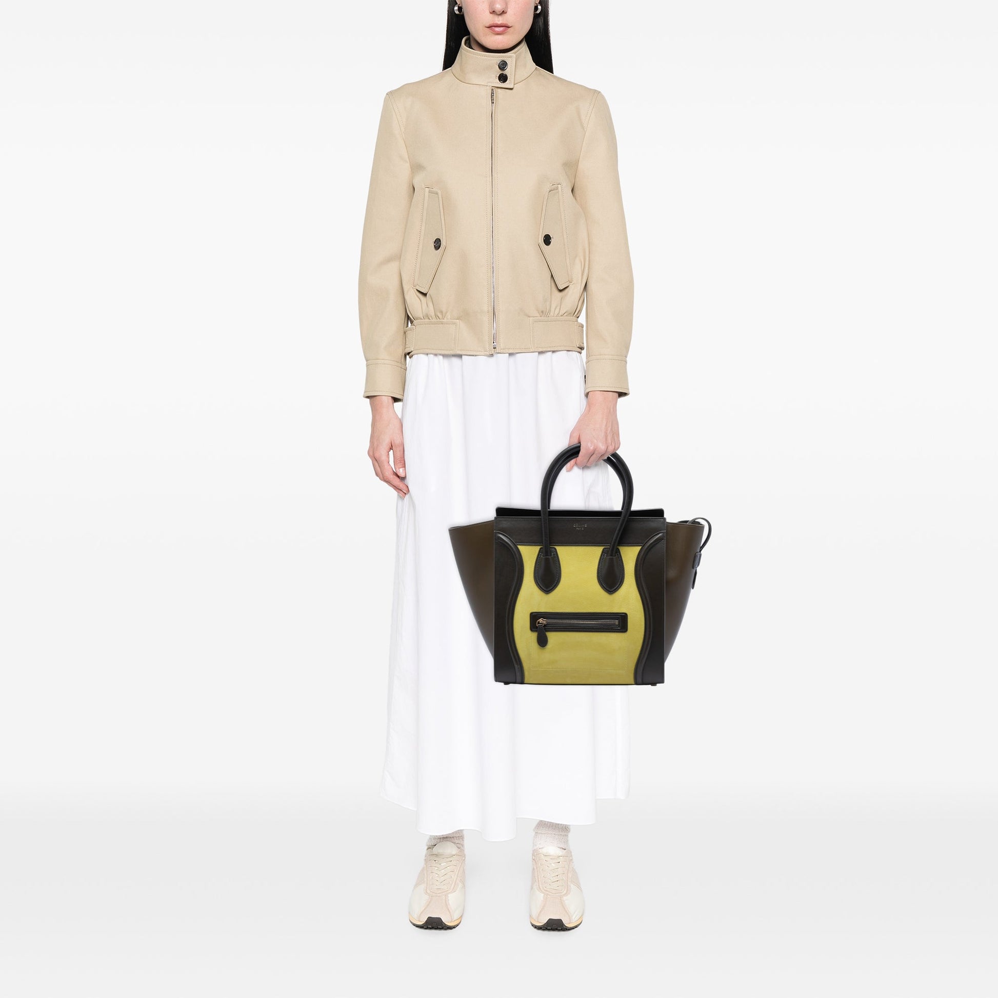 Mini Tricolor Nubuck and Smooth Calfskin Luggage Tote