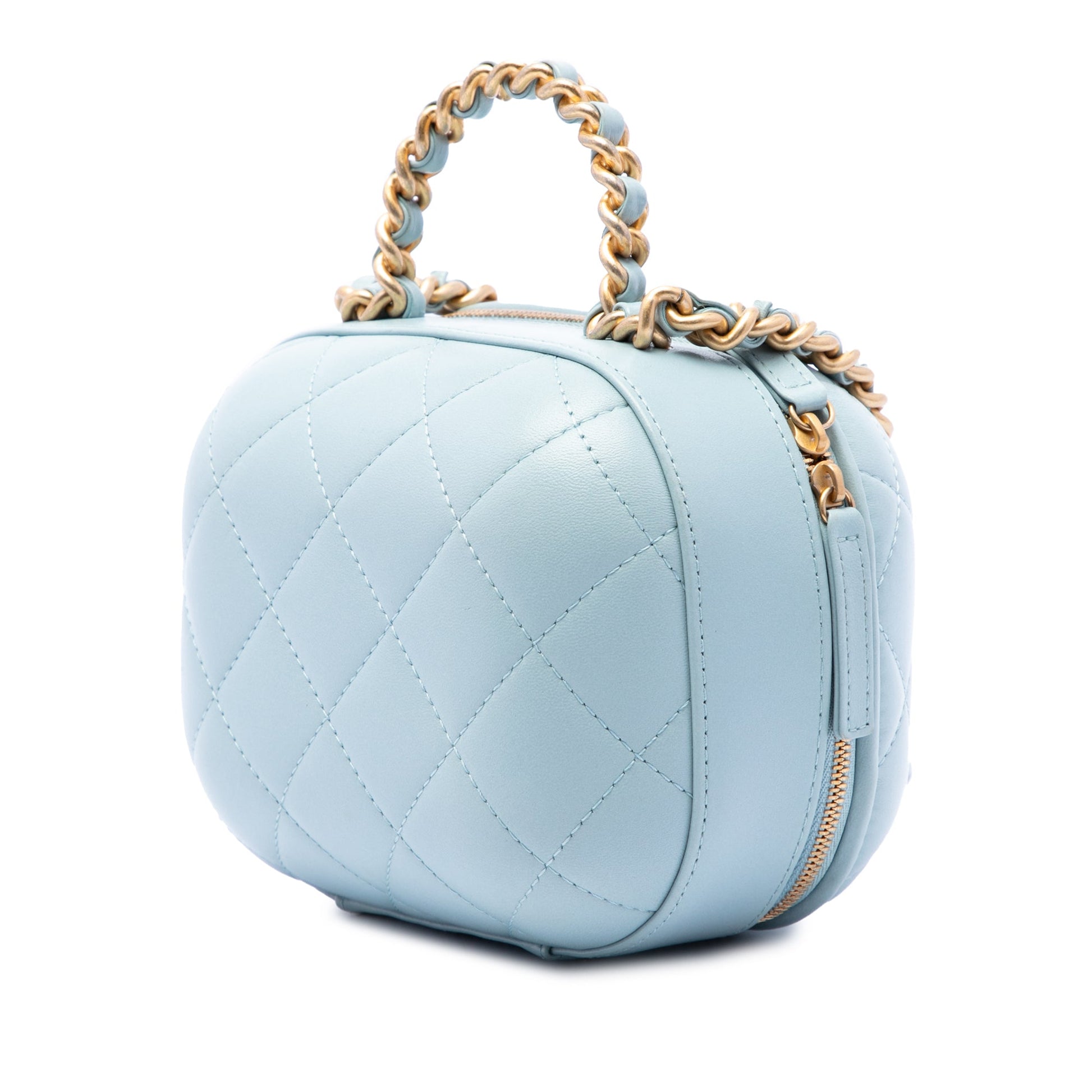 Chanel Quilted Lambskin CC Bubble Vanity Case With Chain