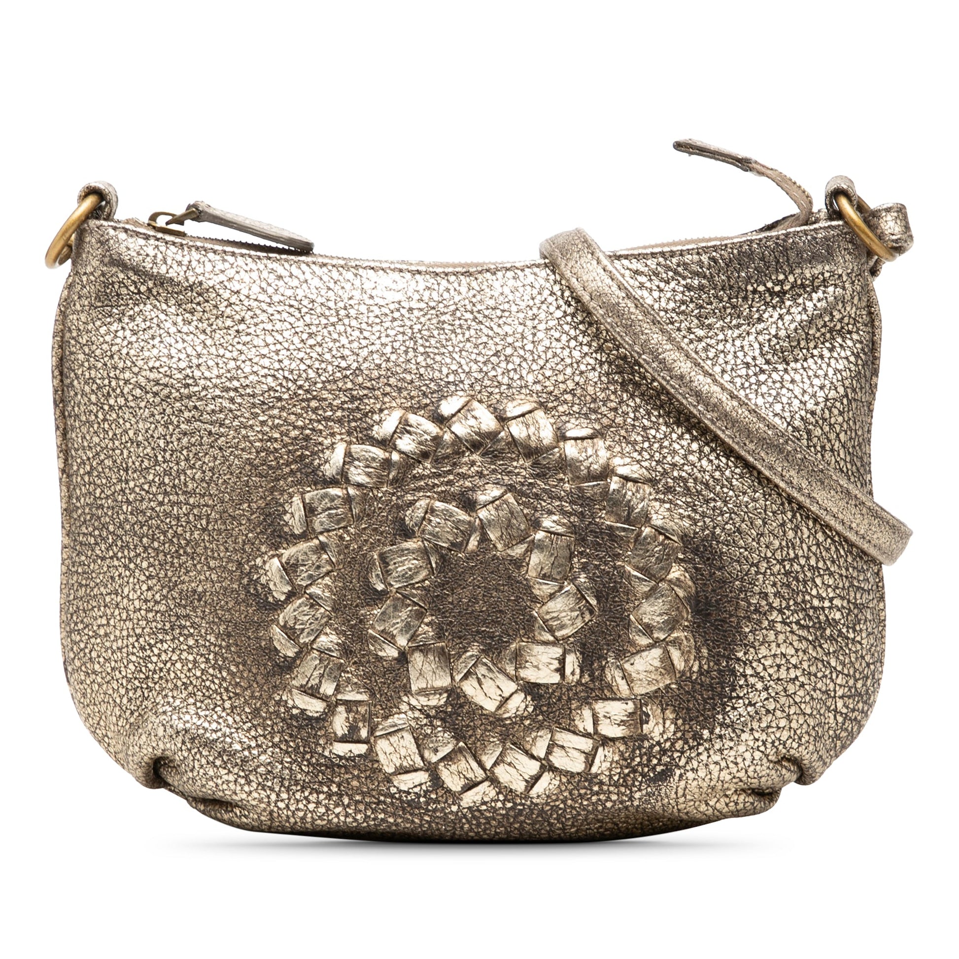 Bottega Veneta Metallic Intrecciato Trimmed Cervo Deerskin Illusion Shoulder Bag