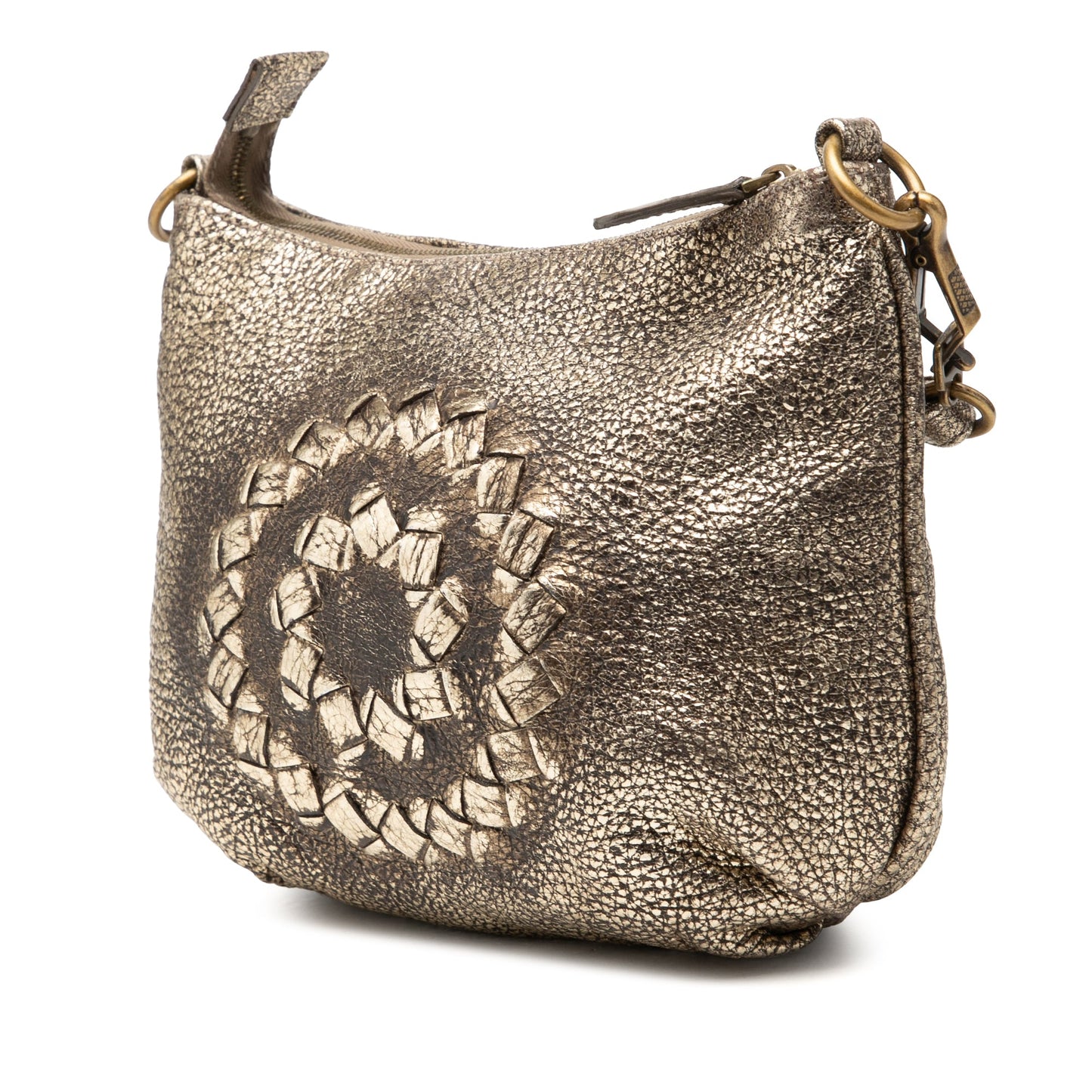 Bottega Veneta Metallic Intrecciato Trimmed Cervo Deerskin Illusion Shoulder Bag