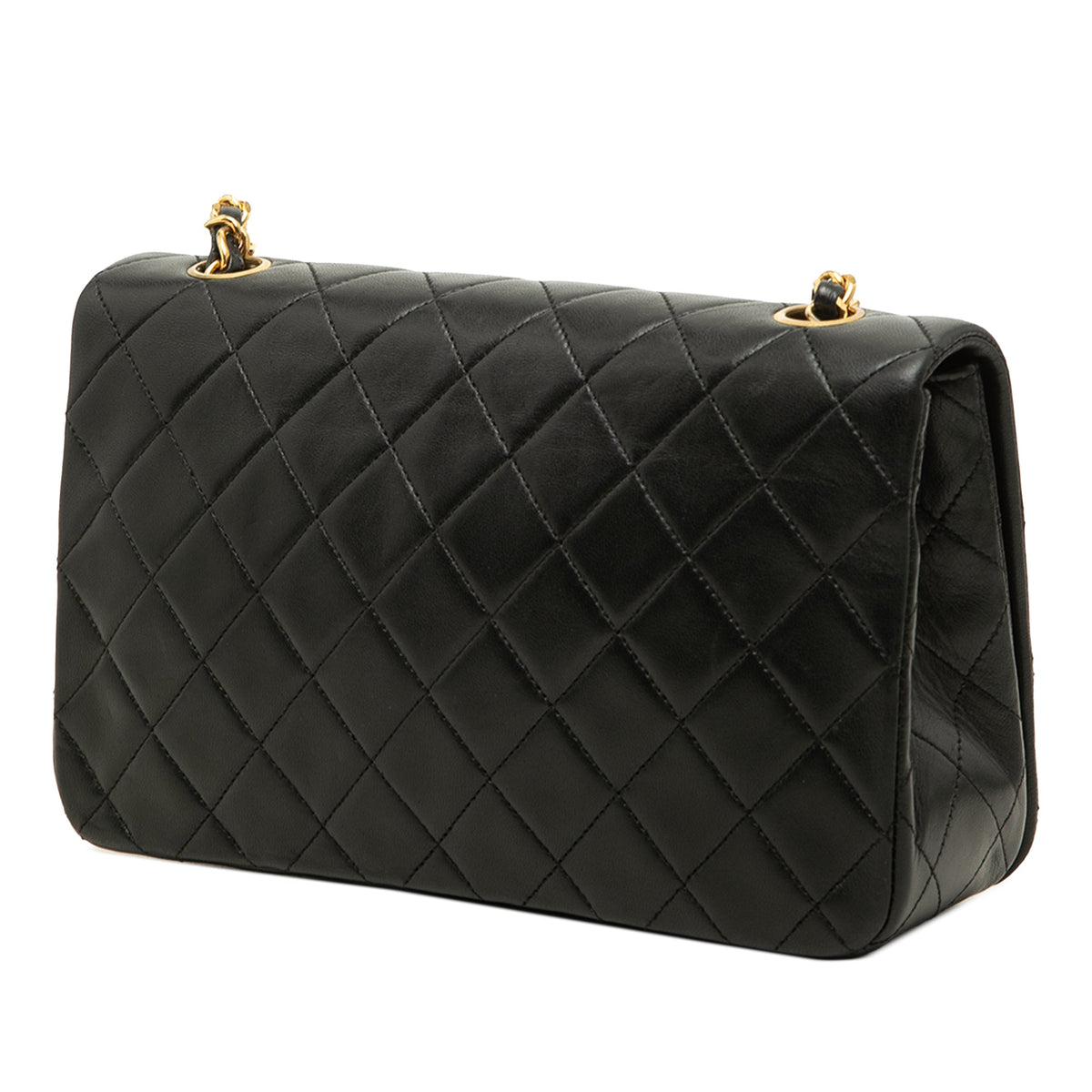 Chanel Small CC Quilted Lambskin Full Single Flap — Black