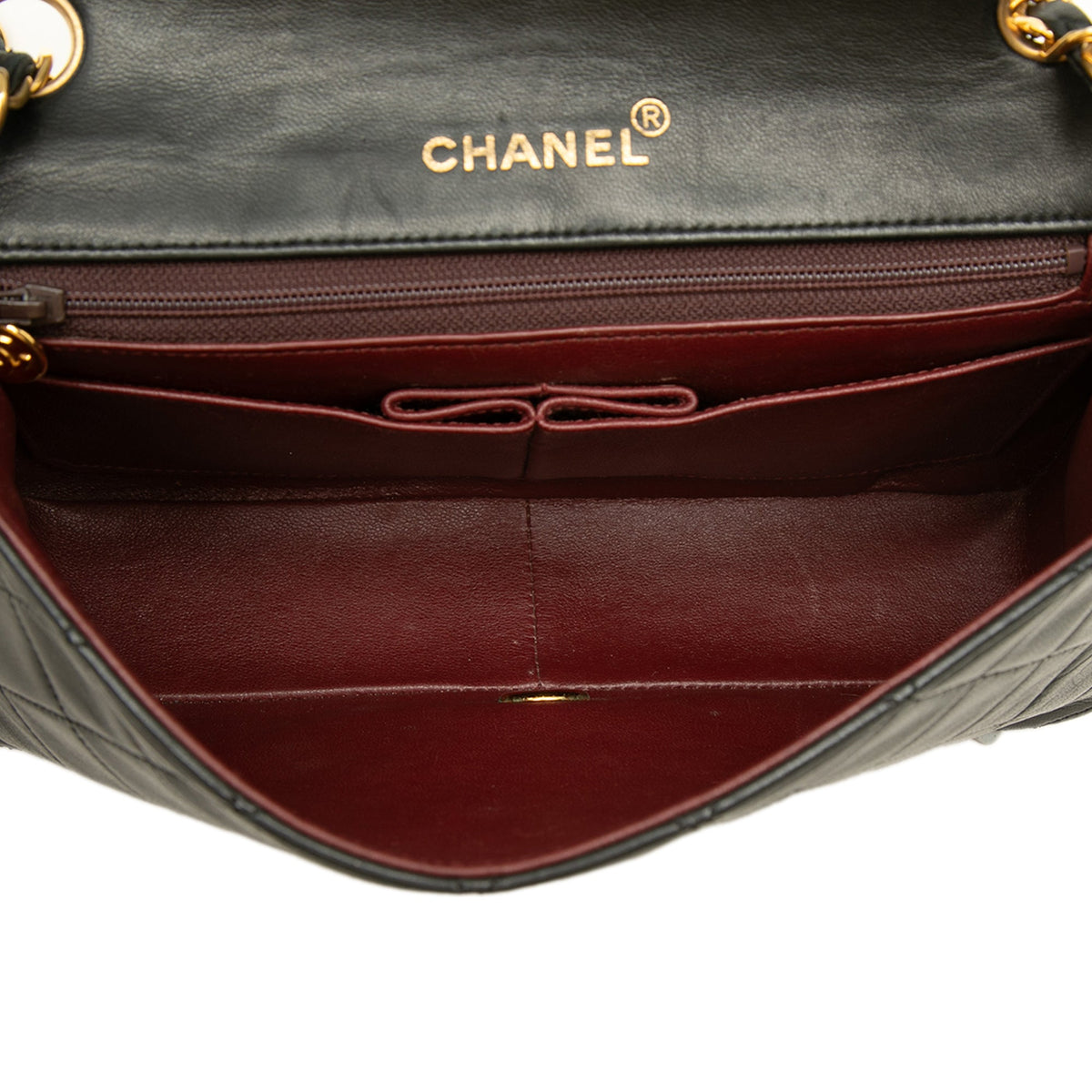 Chanel Small CC Quilted Lambskin Full Single Flap — Black