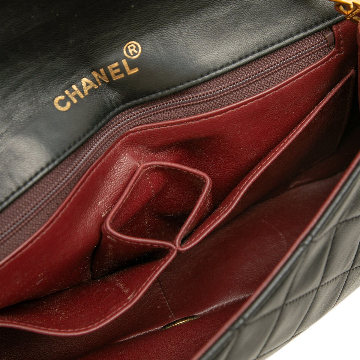 Chanel Small CC Quilted Lambskin Full Single Flap — Black
