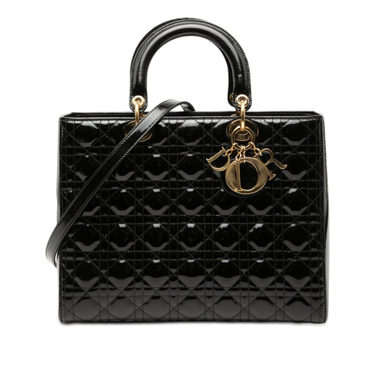 Dior Large Patent Cannage Lady Dior