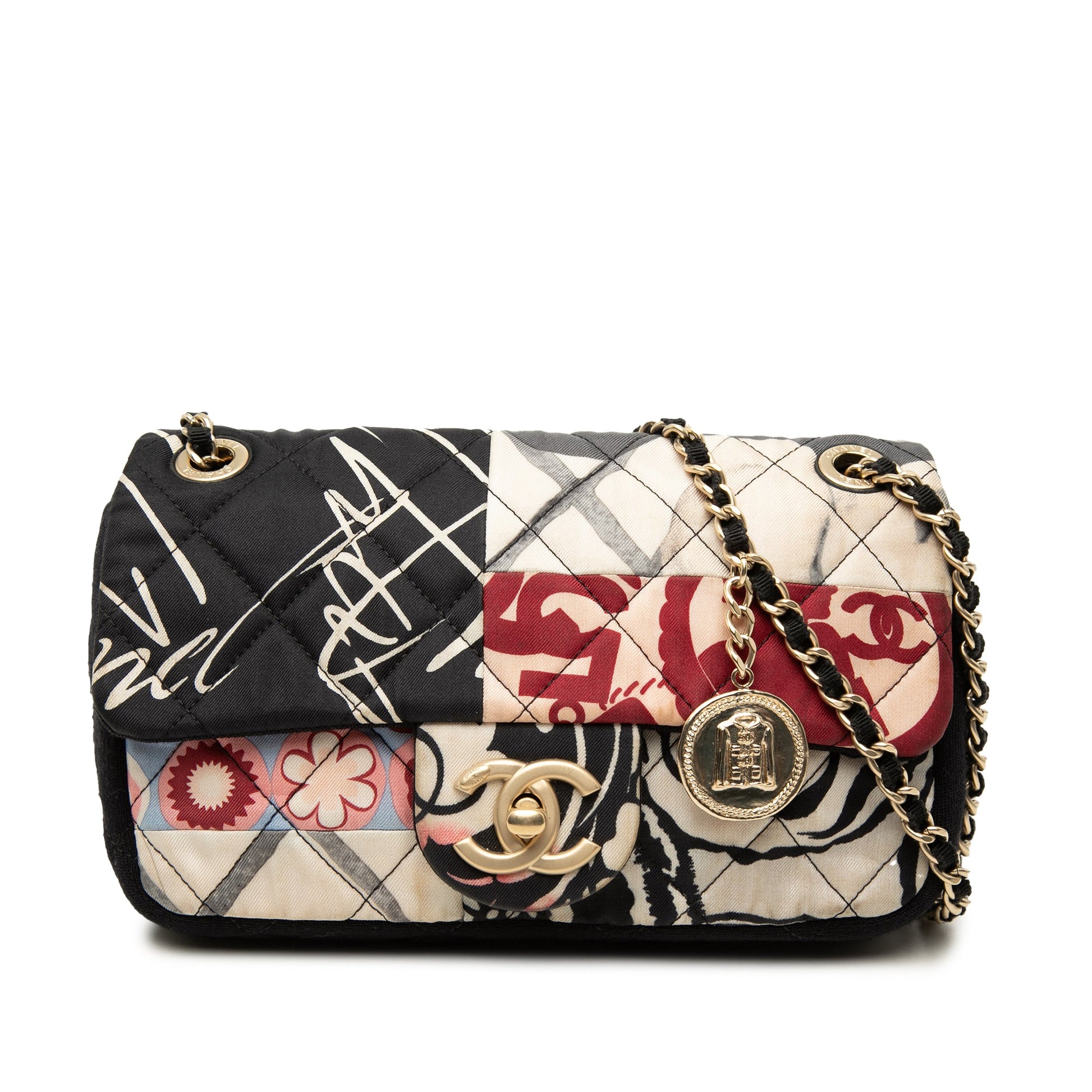Chanel Mini Rectangular Printed Nylon and Jersey Patchwork Single Flap
