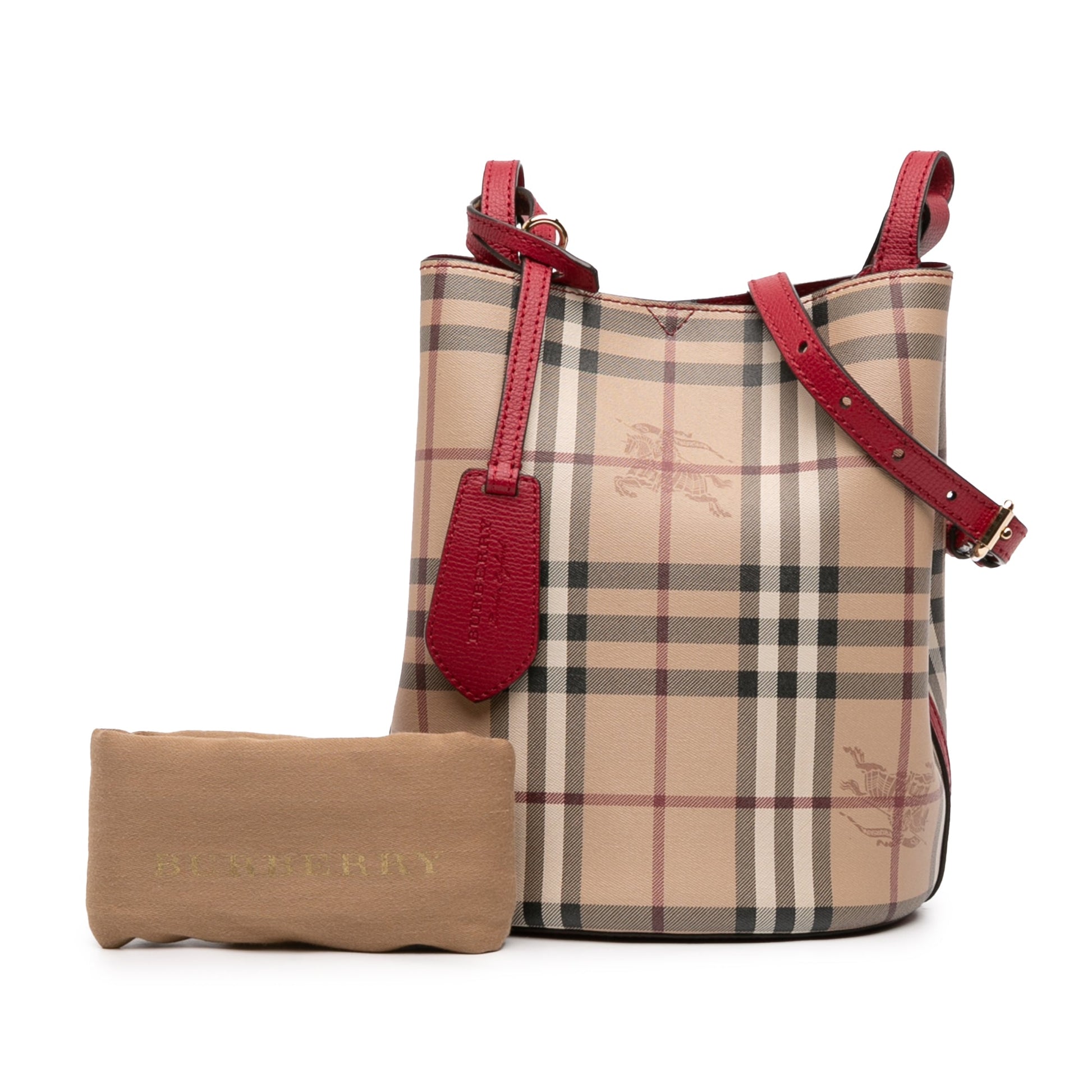 Burberry Haymarket Check Coated Canvas Lorne Bucket Bag