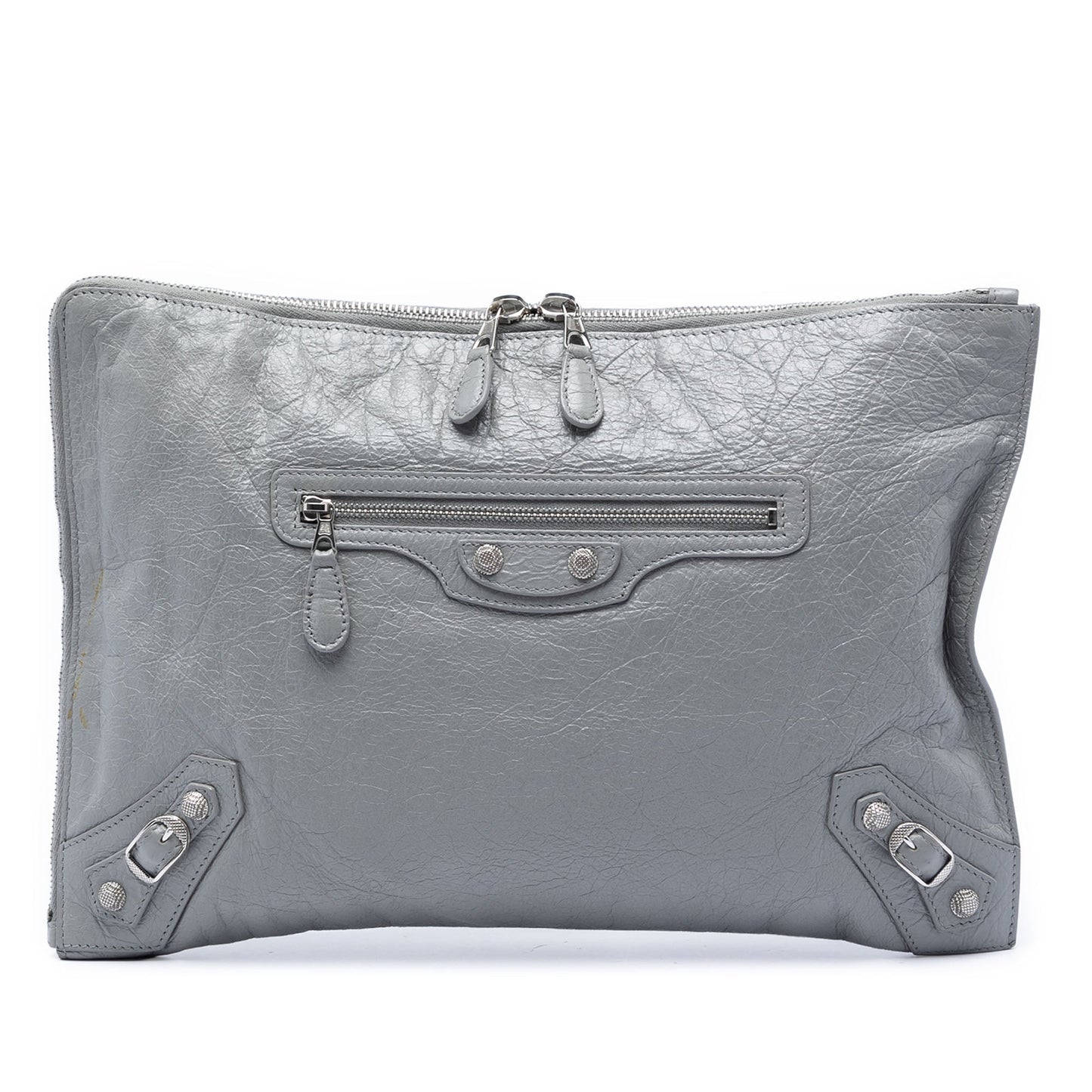 Balenciaga Lambskin Motocross Giant 12 Zip Around Flat Clutch
