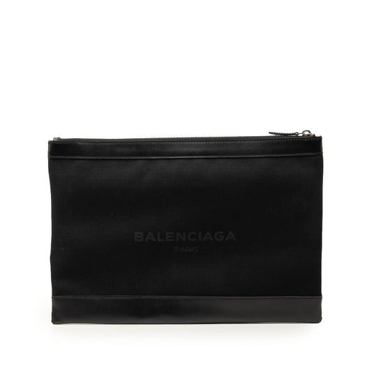 Balenciaga Canvas Navy Clip Clutch L