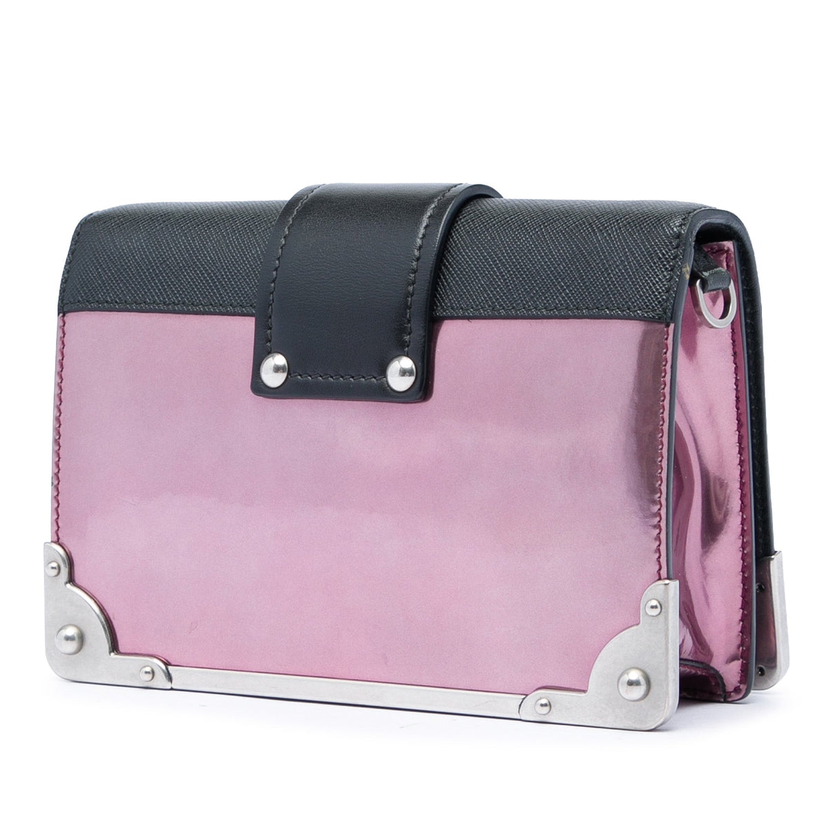 Prada Saffiano Trimmed Metallic Vitello Cahier Bag