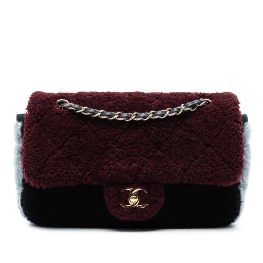 Chanel Medium Tricolor CC Quilted Shearling Single Flap
