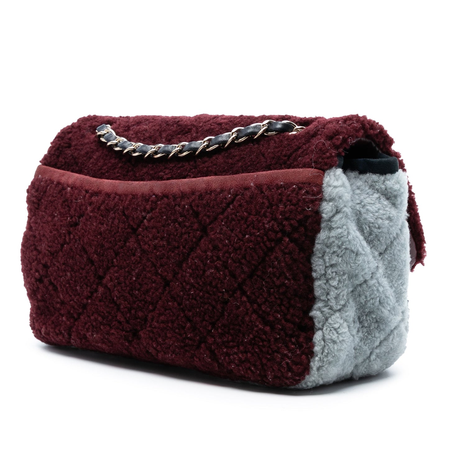 Chanel Medium Tricolor CC Quilted Shearling Single Flap