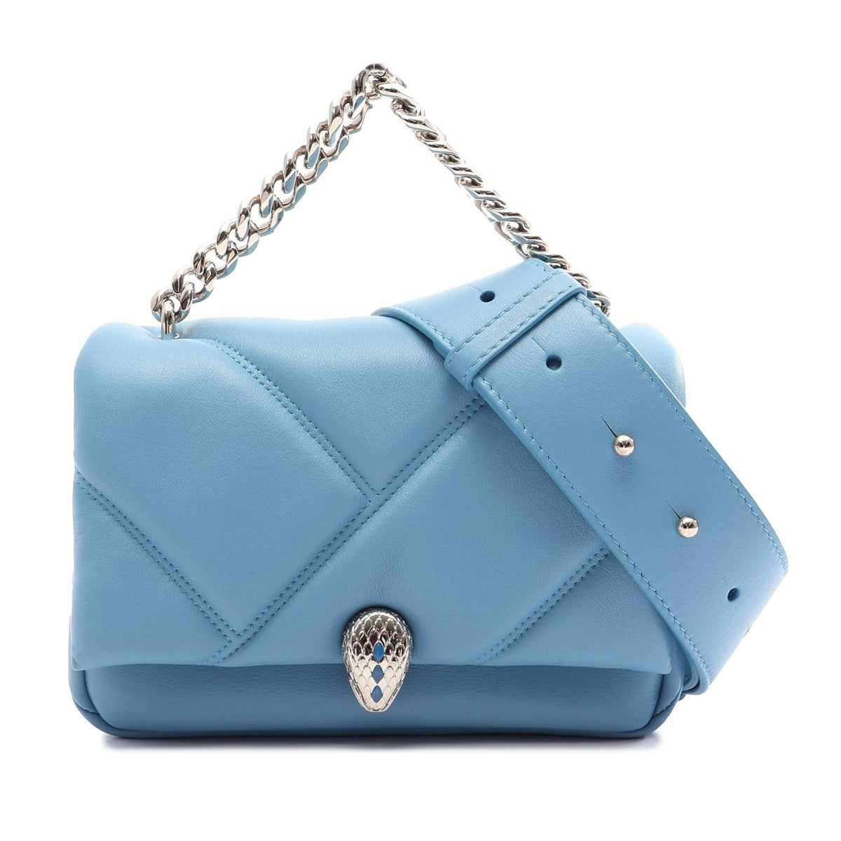 Bvlgari Mini Leather Serpenti Cabochon Satchel — Blue