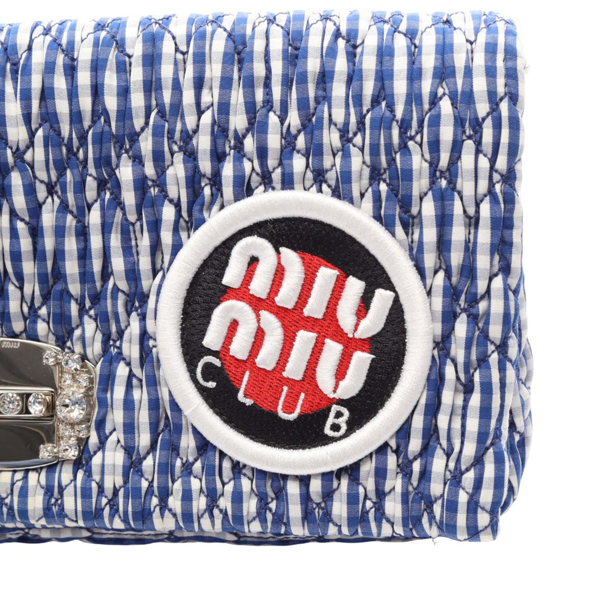 Miu Miu Matelasse Vichy Crystal Bag — Blue