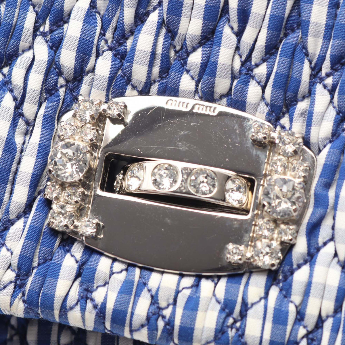 Miu Miu Matelasse Vichy Crystal Bag — Blue