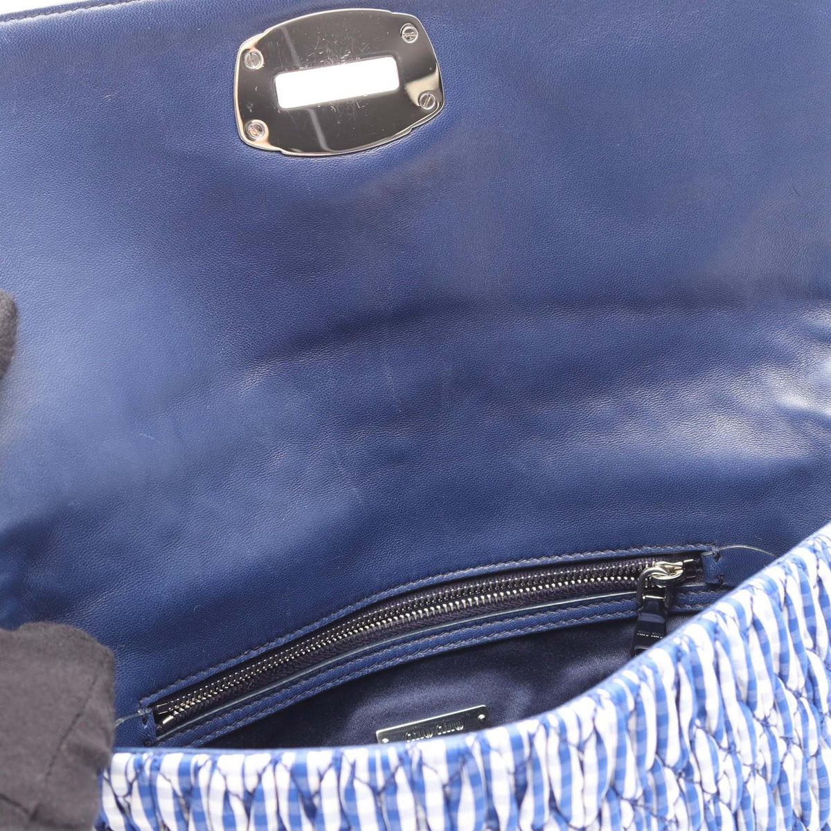 Miu Miu Matelasse Vichy Crystal Bag — Blue