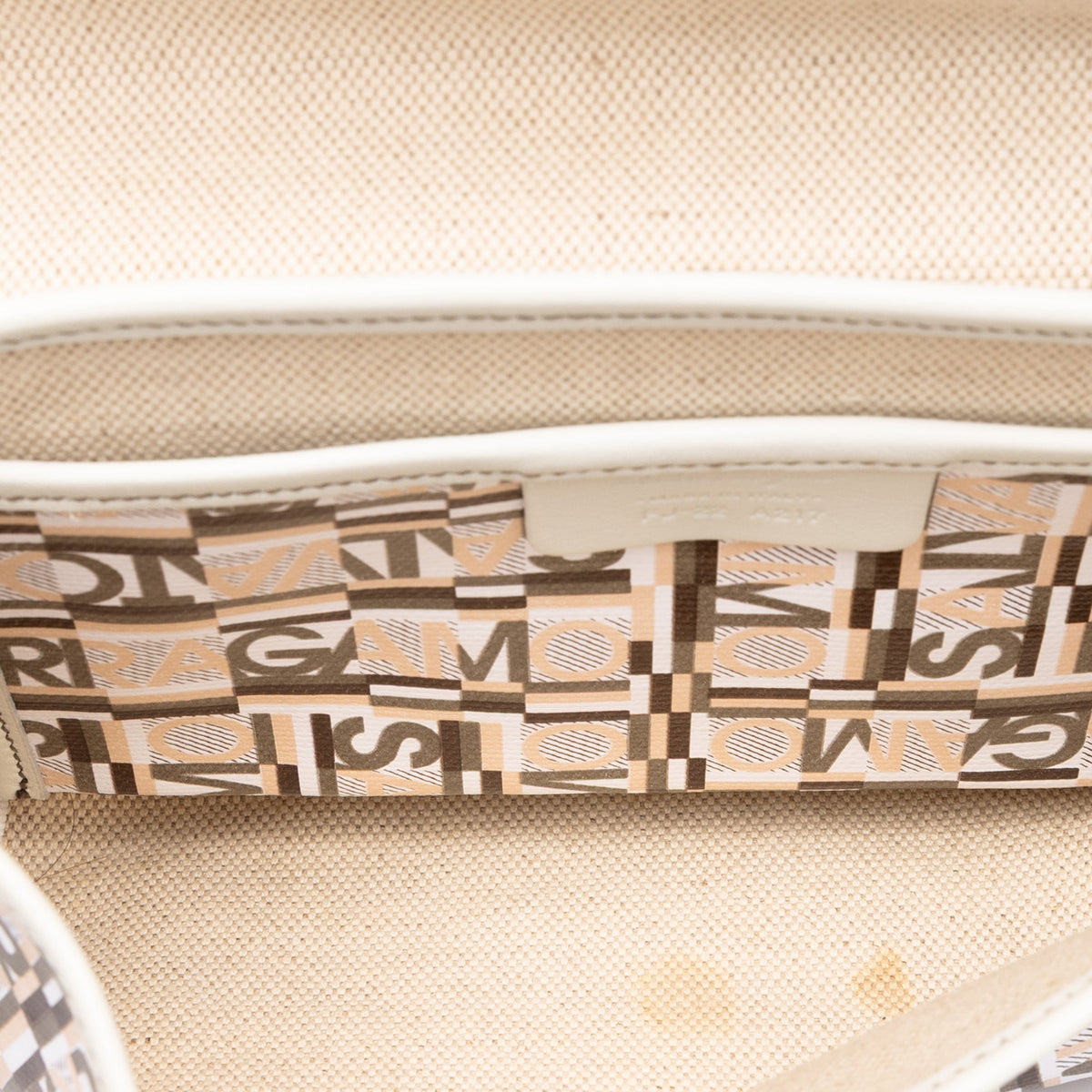 Ferragamo PVC Logo Print Shoulder Bag — Beige