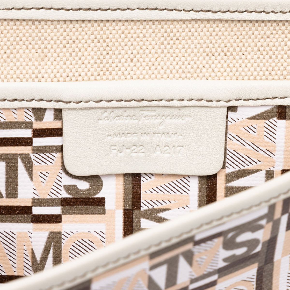 Ferragamo PVC Logo Print Shoulder Bag — Beige