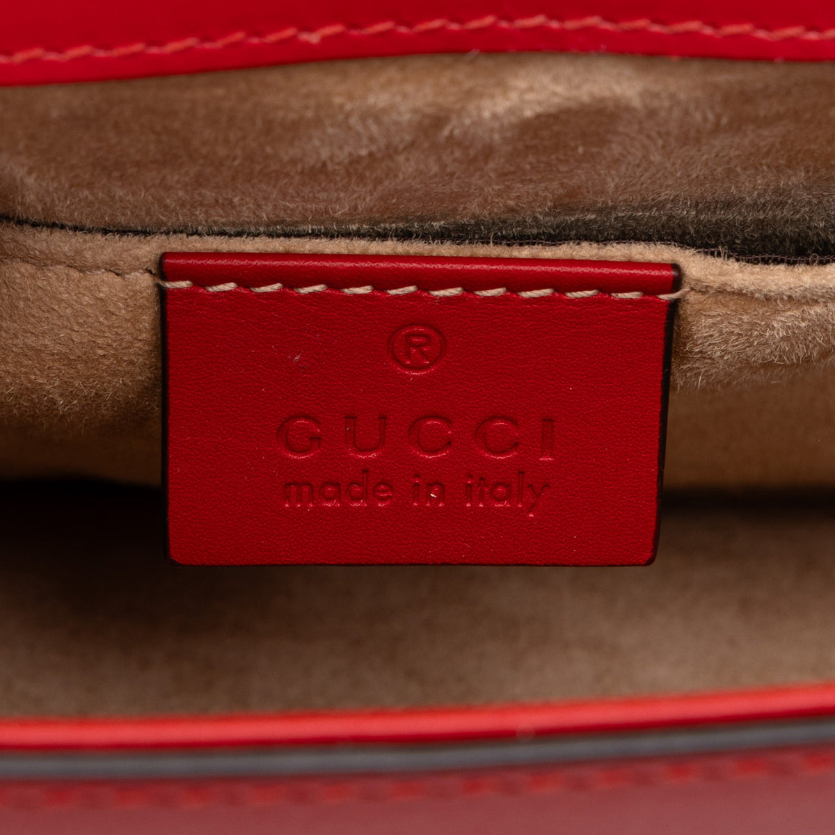 Gucci Mini Calfskin Web Sylvie Chain Satchel — Red