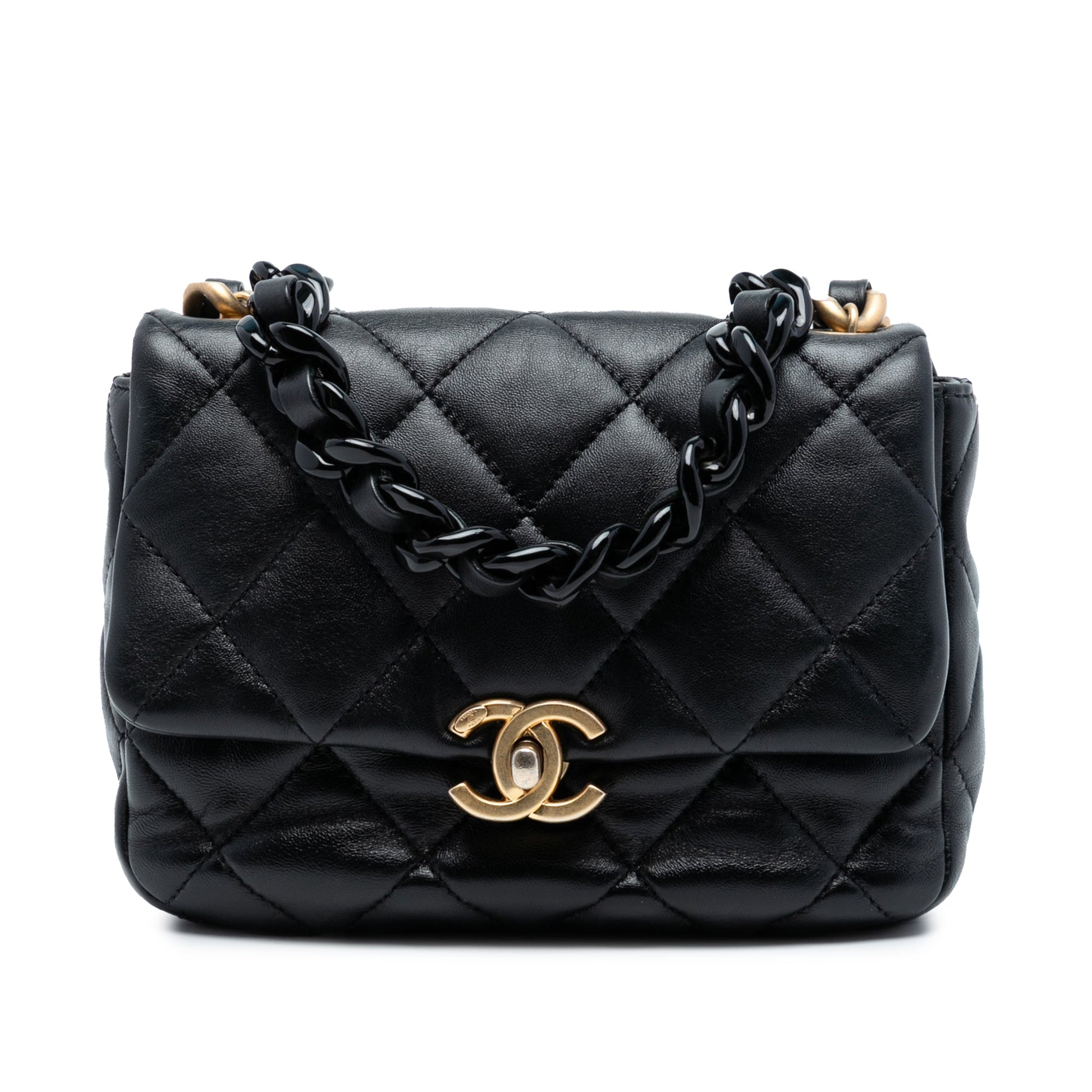 Chanel Mini Quilted Lambskin Lacquered Chain Flap