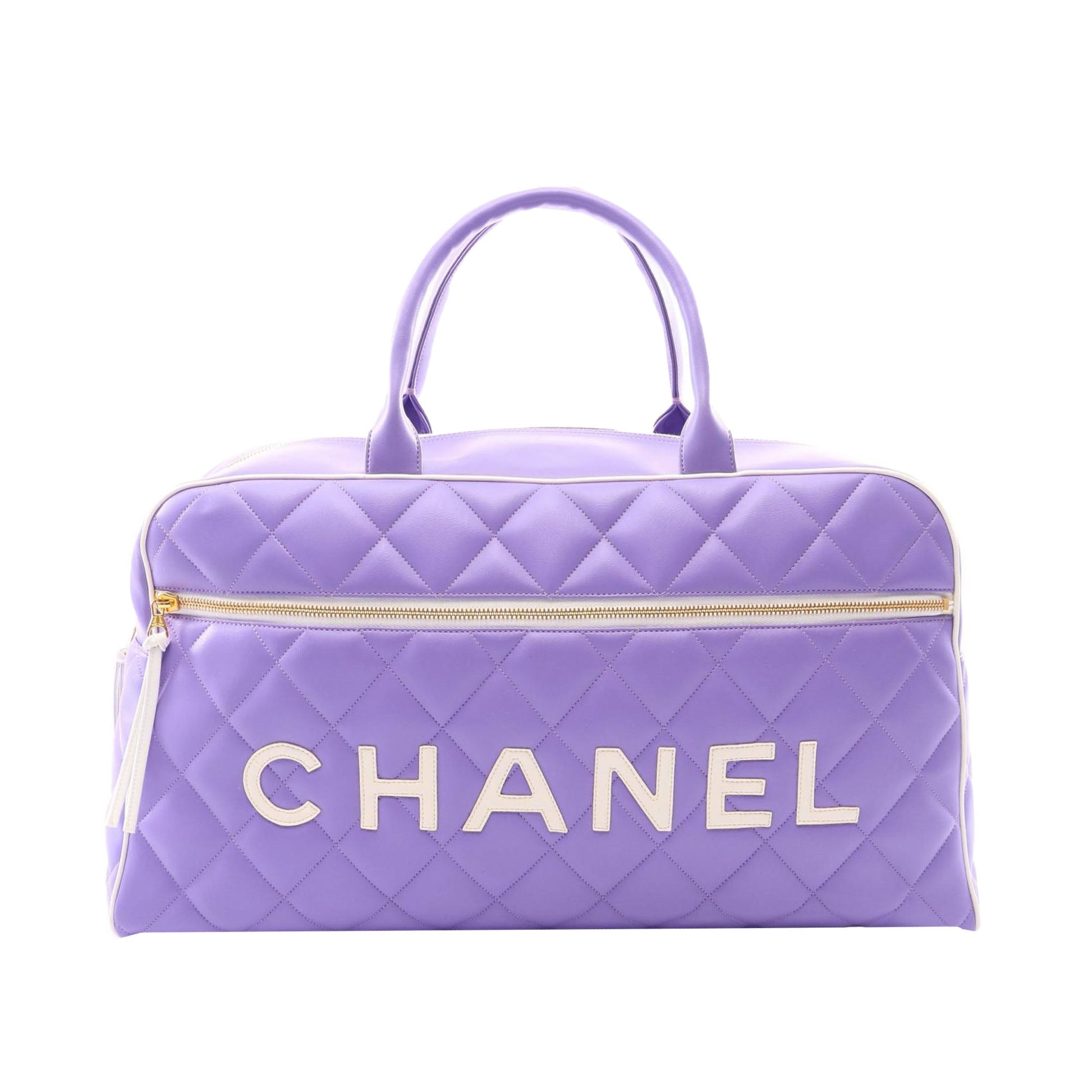 Chanel Quilted Calfskin Logo Bowler Weekend Bag
