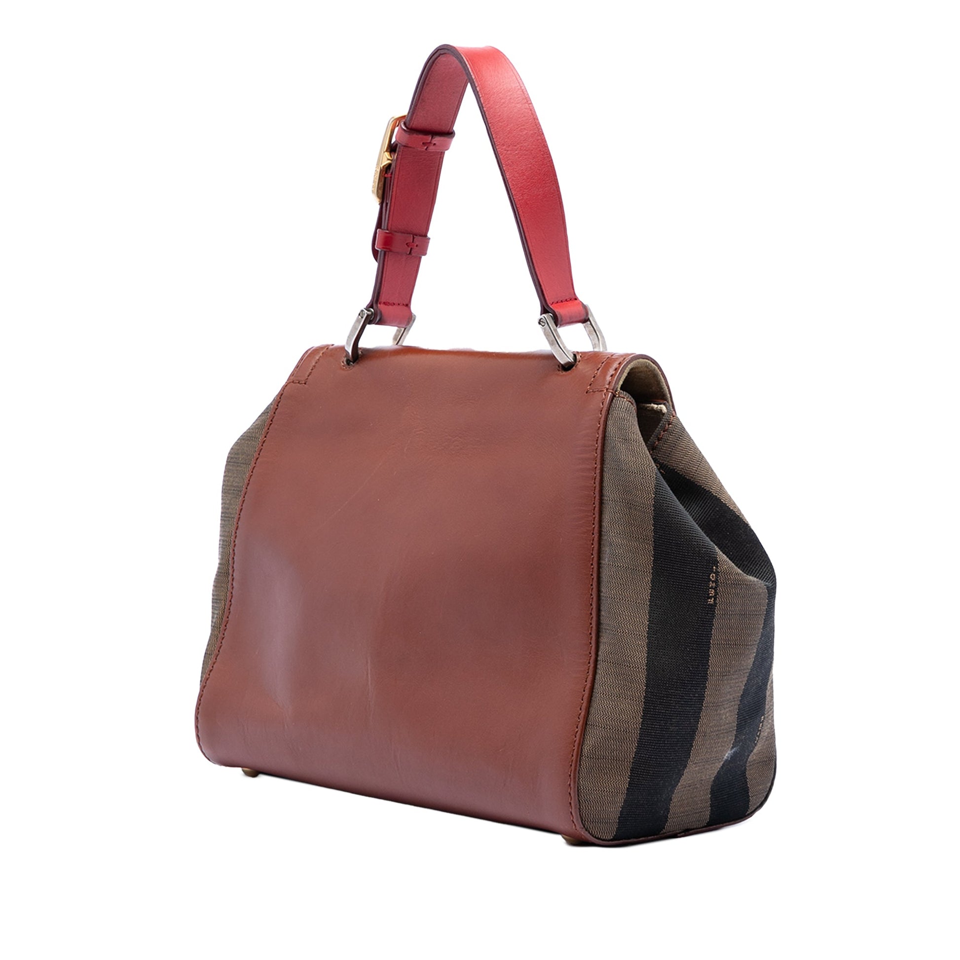 Fendi Leather and Pequin Canvas Silvana Satchel