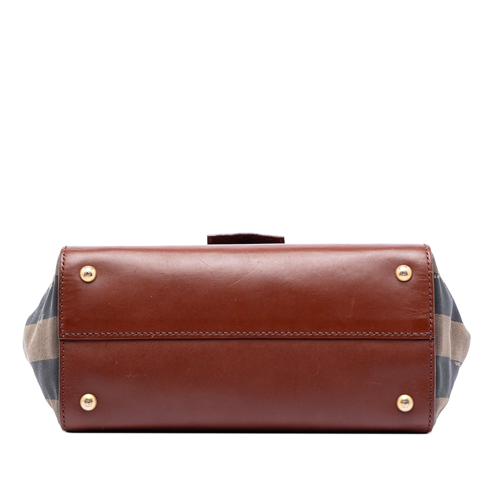 Fendi Leather and Pequin Canvas Silvana Satchel