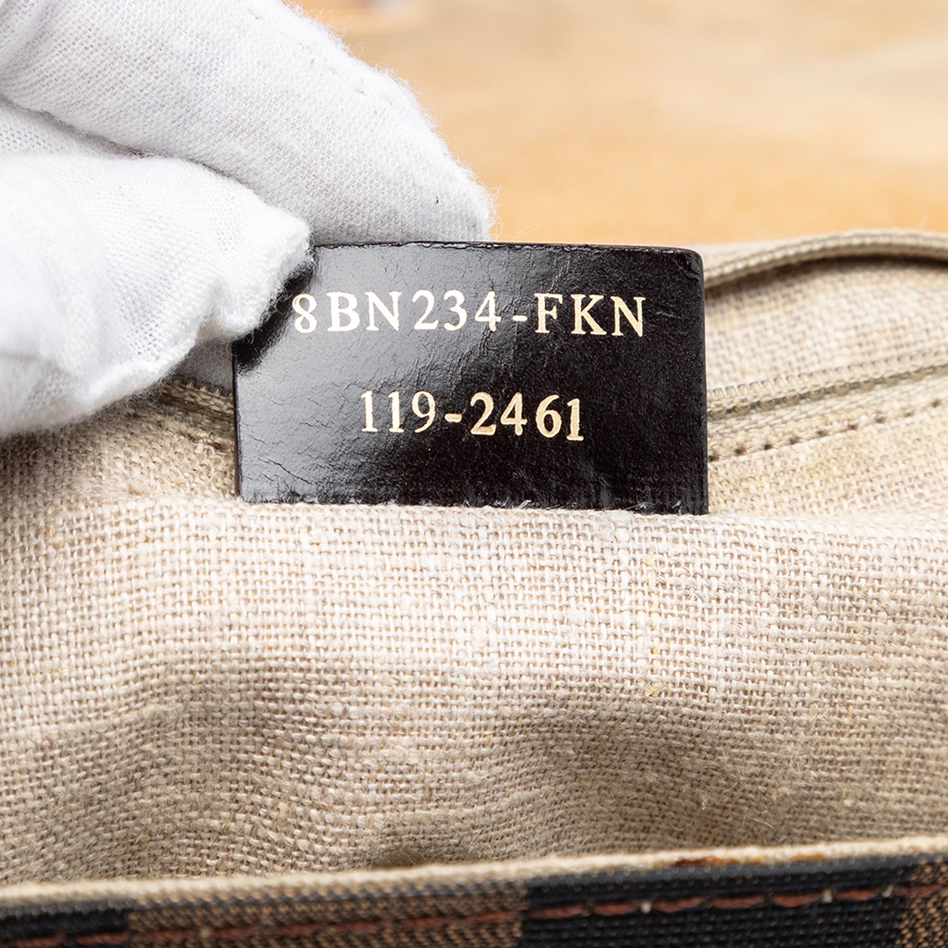 Fendi Leather and Pequin Canvas Silvana Satchel