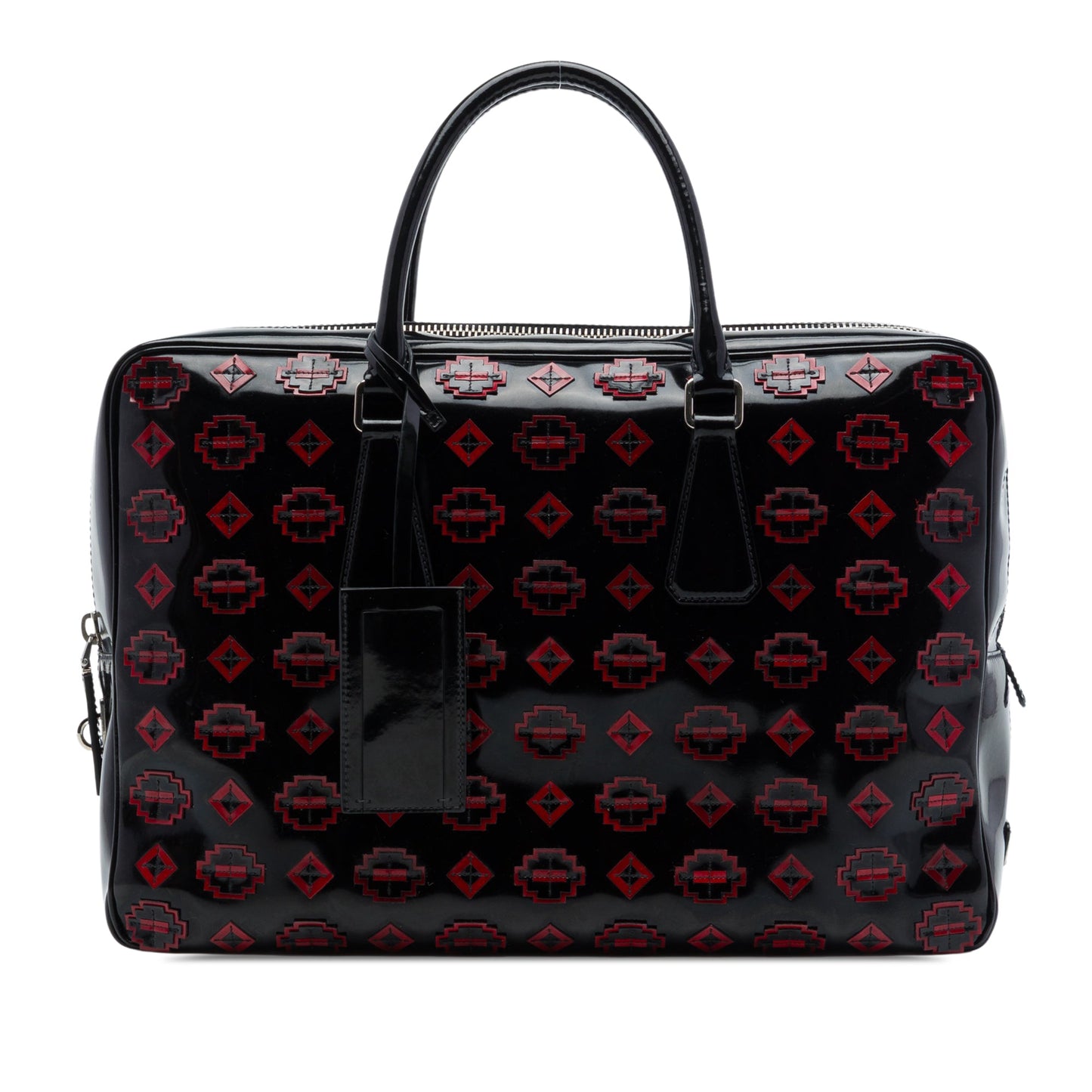 Prada Spazzolato Leather Geometric Applique Briefcase