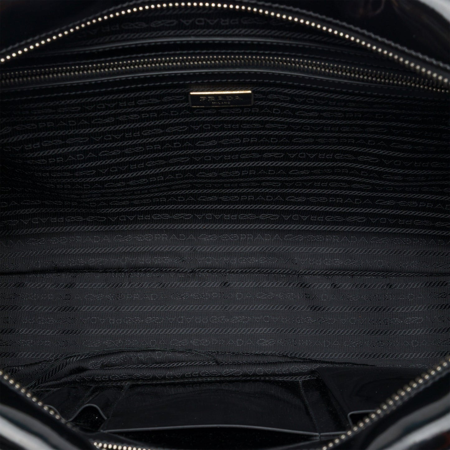 Prada Spazzolato Leather Geometric Applique Briefcase