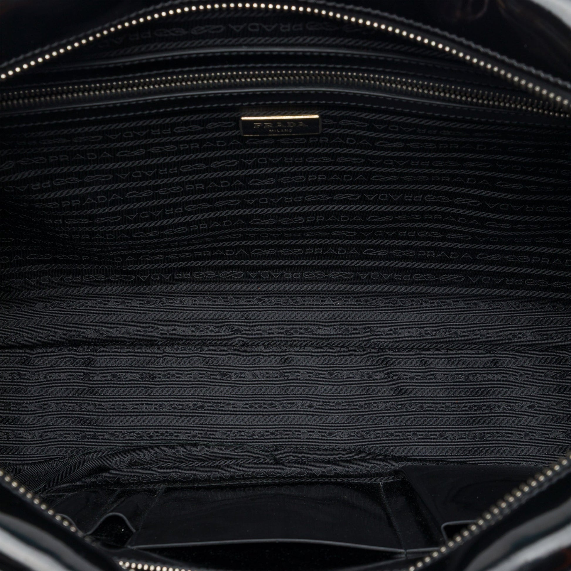 Prada Spazzolato Leather Geometric Applique Briefcase