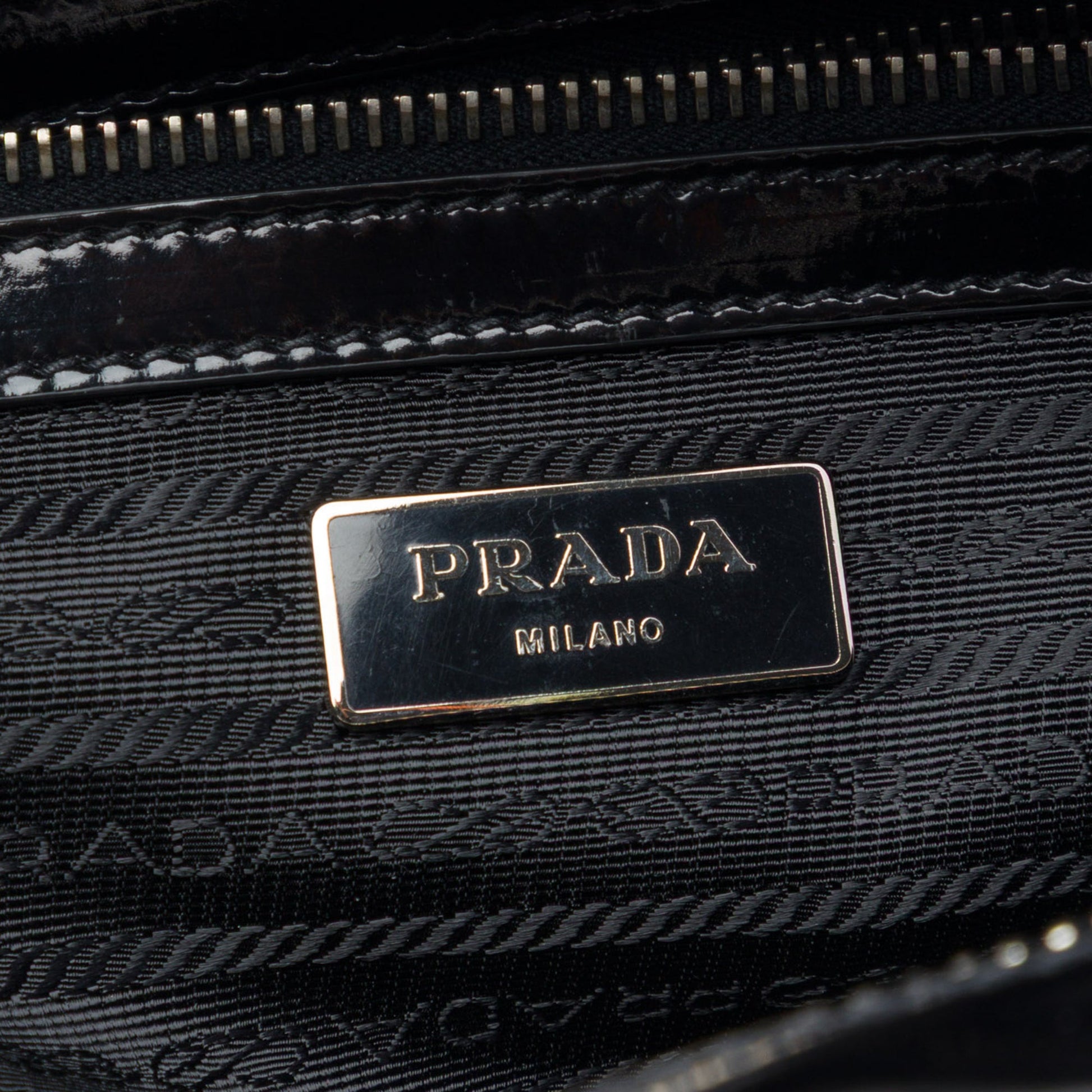 Prada Spazzolato Leather Geometric Applique Briefcase